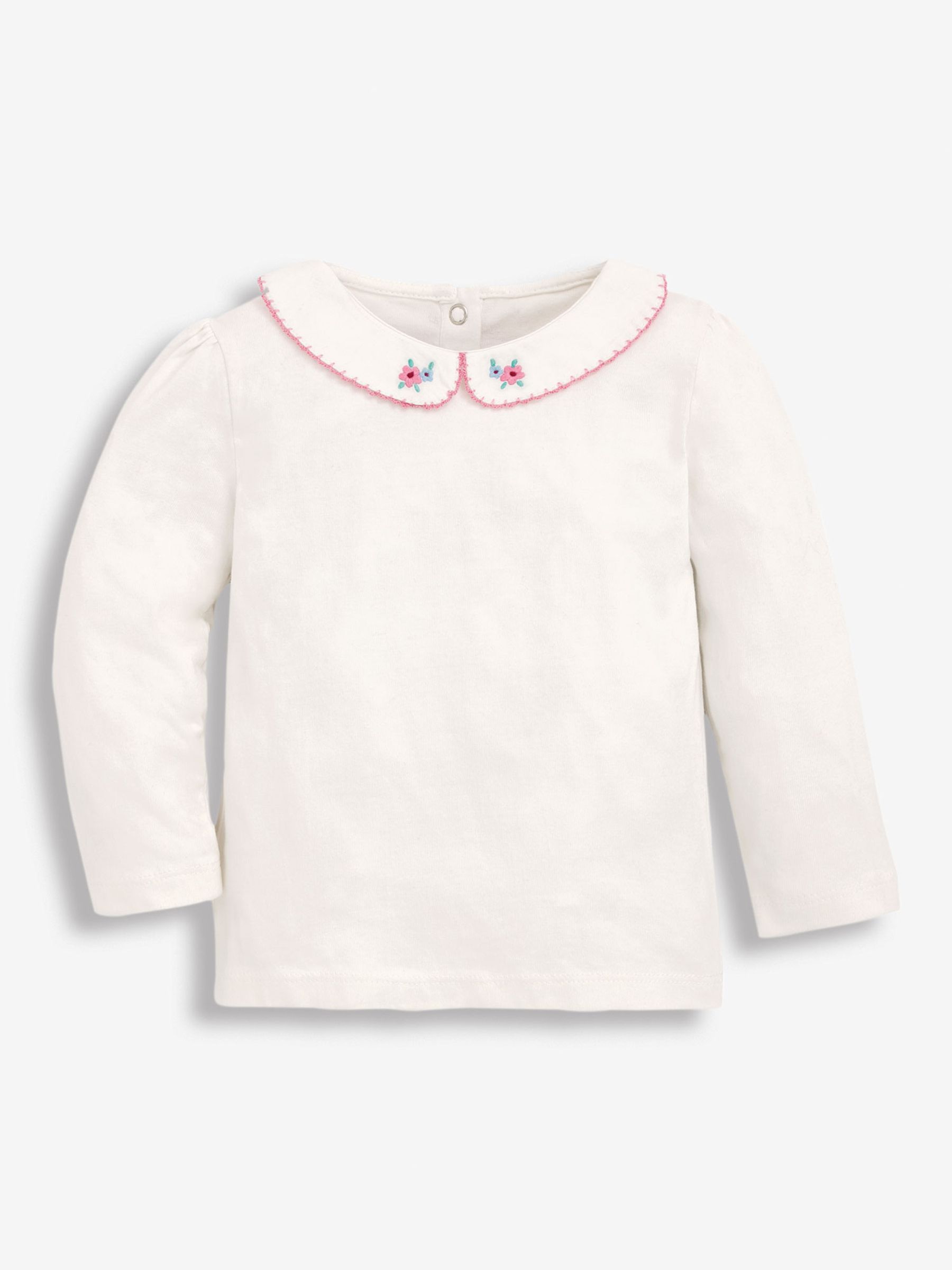 Floral Embroidered Peter Pan Collar Top in Cream - Image 2 of 2