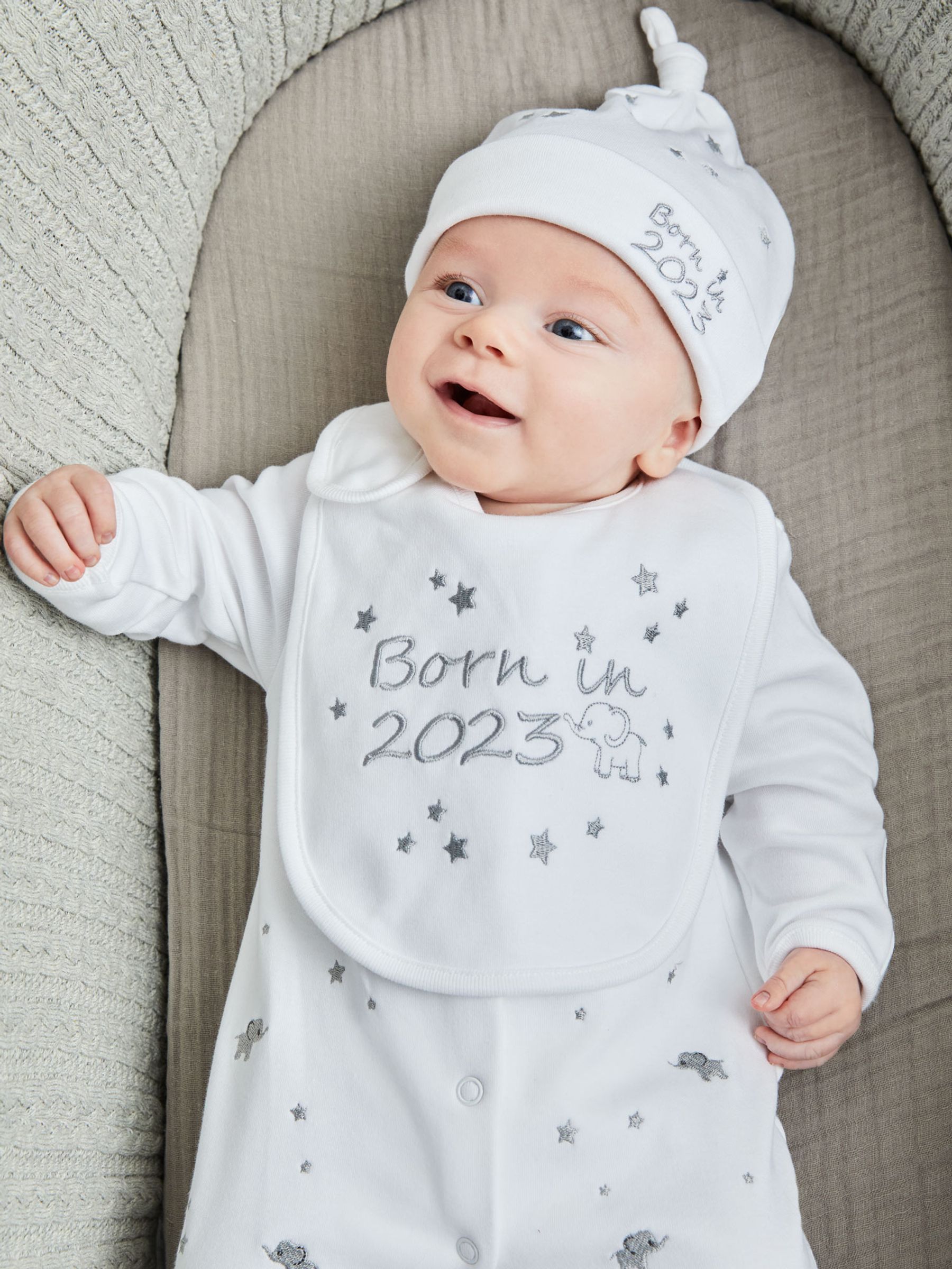 Born in 2023 Embroidered Bib in White - Image 2 of 4