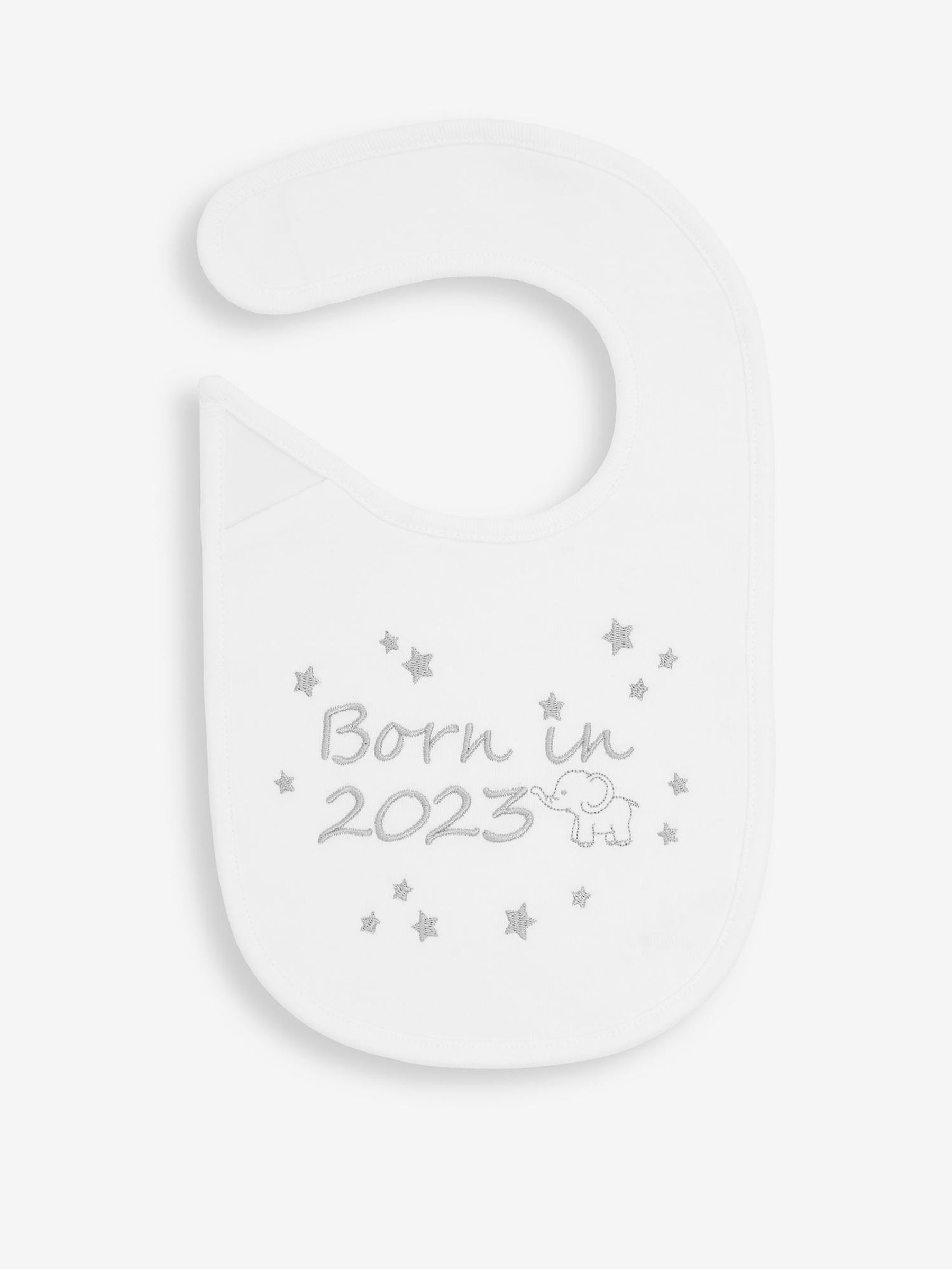 Born in 2023 Embroidered Bib in White - Image 3 of 4