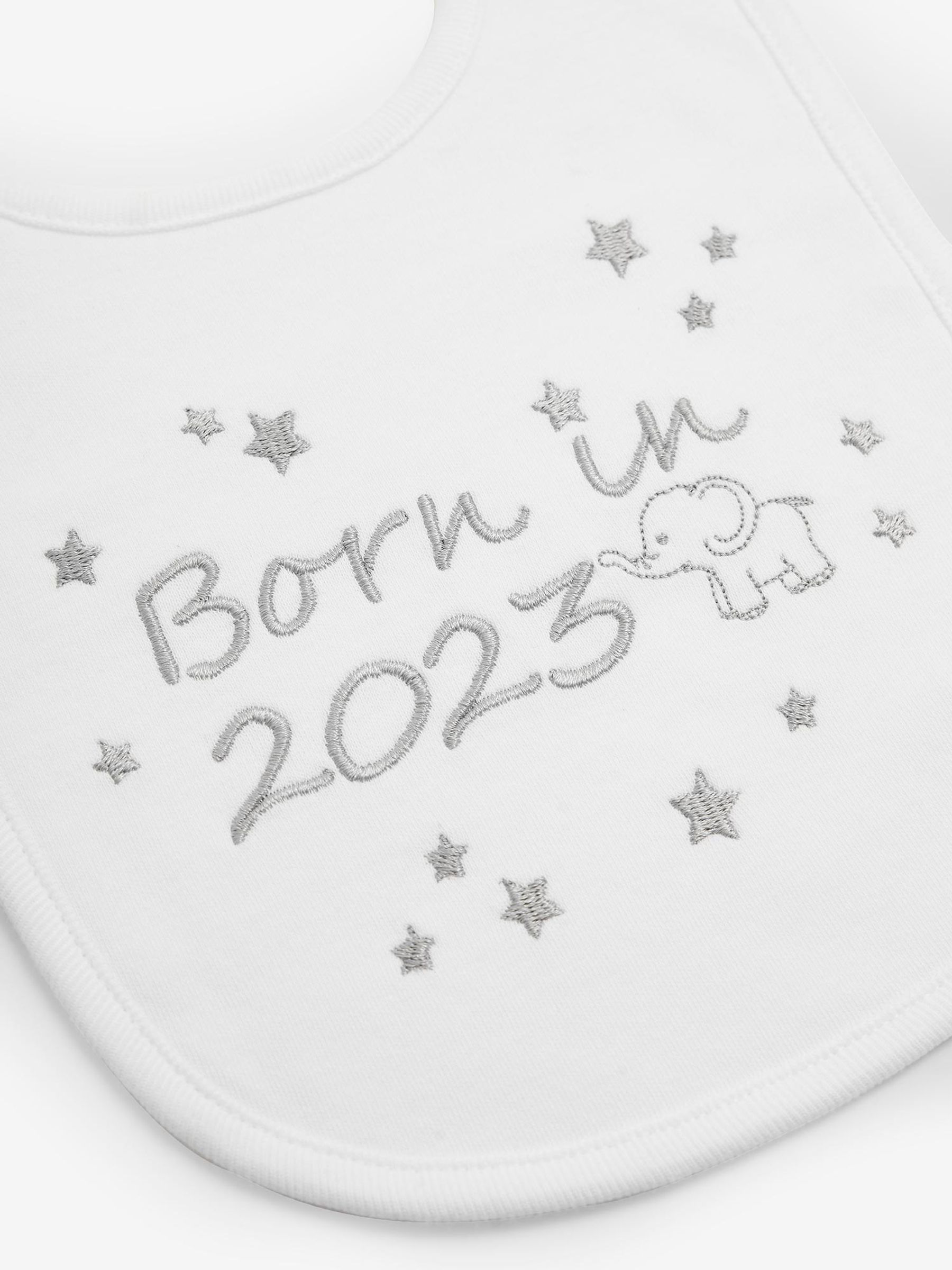 Born in 2023 Embroidered Bib in White - Image 4 of 4