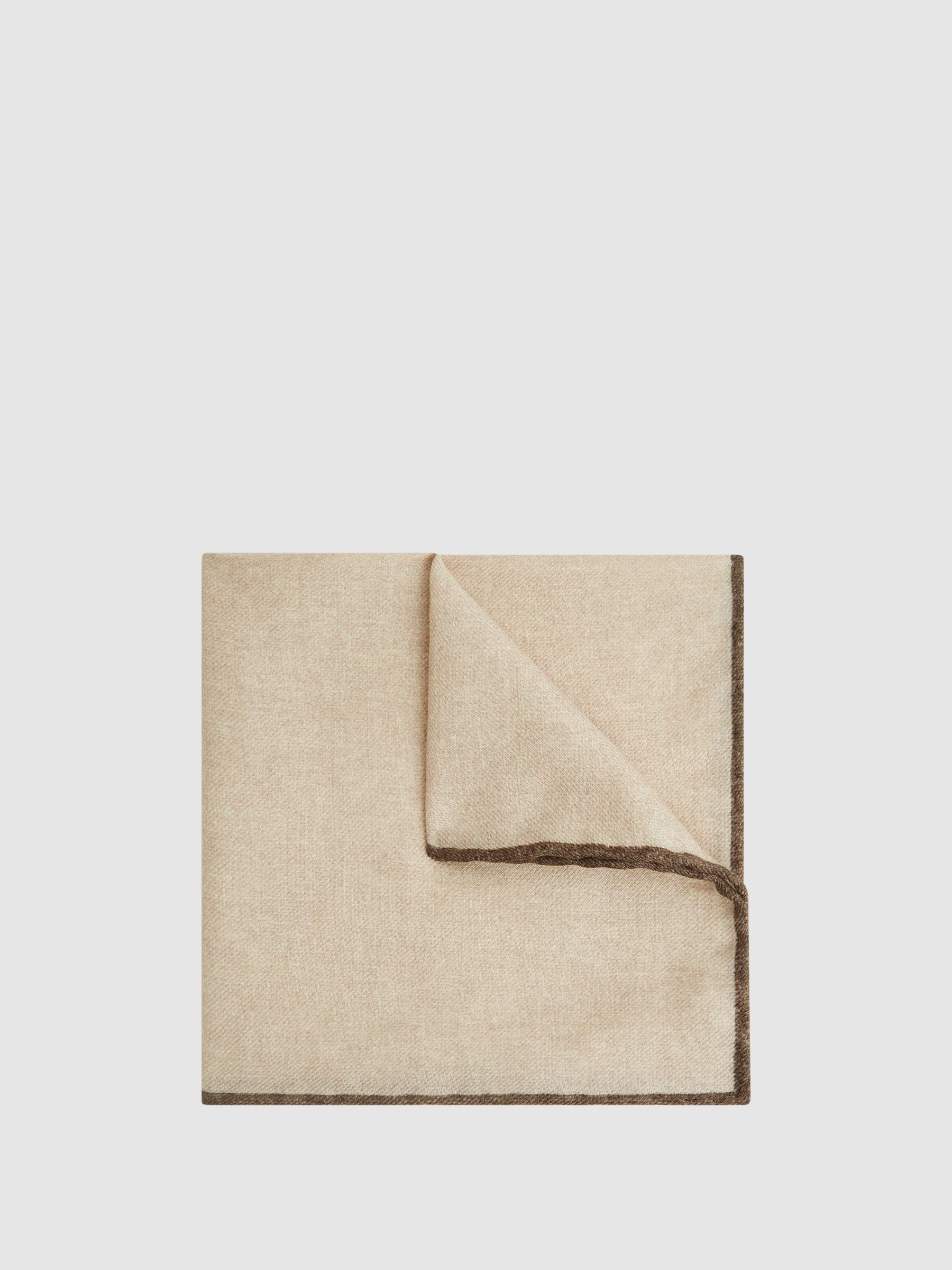 Wool-Silk Blend Pocket Square in Oatmeal - Image 1 of 5 Wool-Silk Blend Pocket Square in Oatmeal - Image 1 of 5