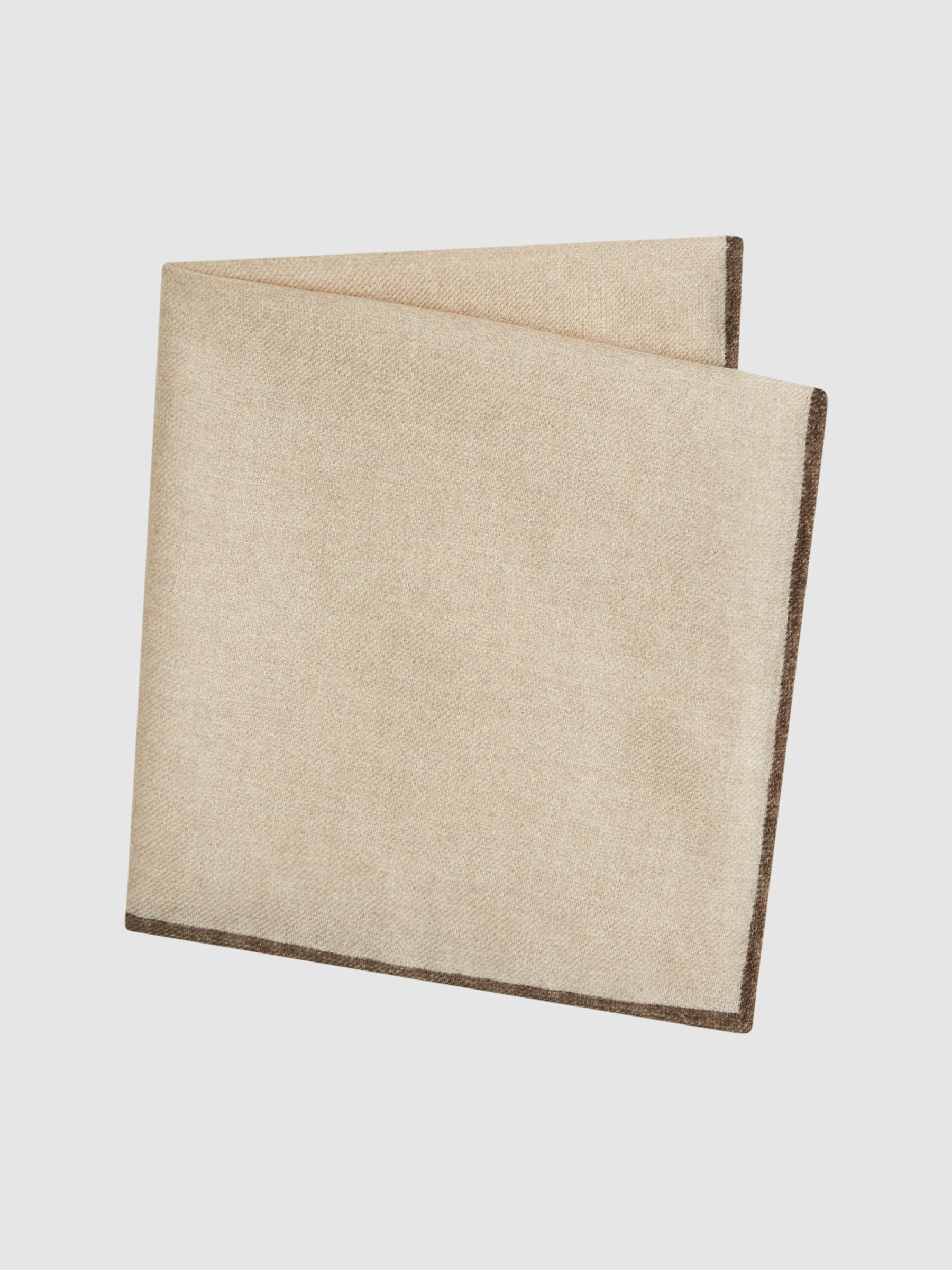 Wool-Silk Blend Pocket Square in Oatmeal - Image 3 of 5