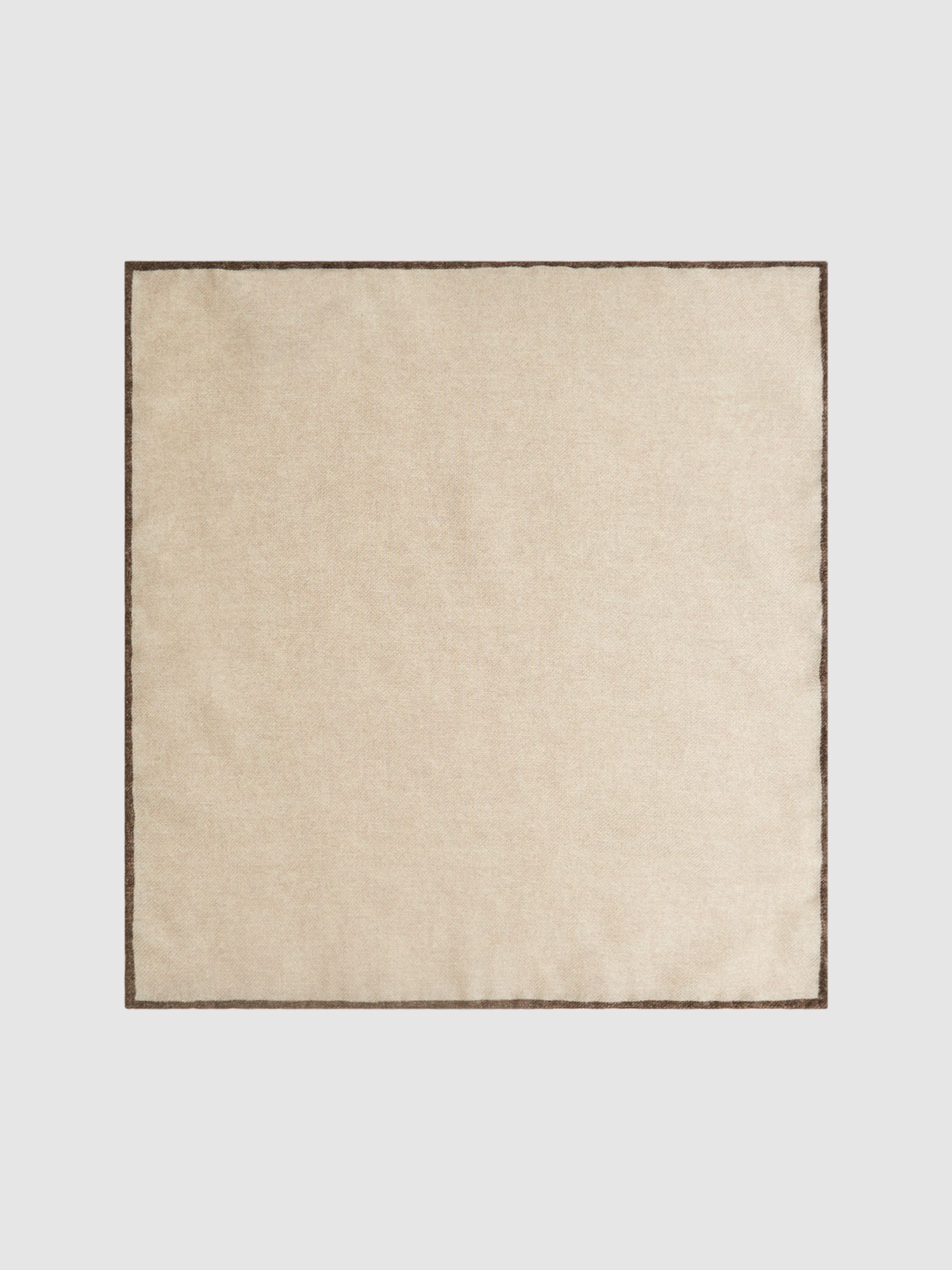 Wool-Silk Blend Pocket Square in Oatmeal - Image 4 of 5