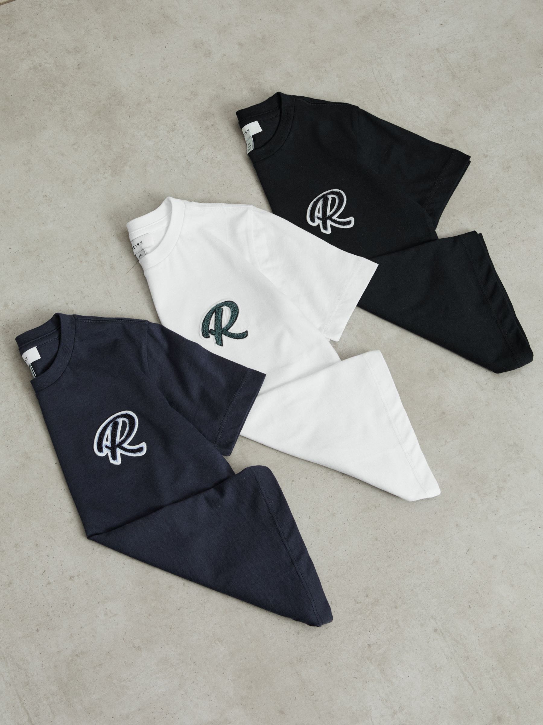 Junior 3 Pack of Logo Crew Neck T-Shirts in Multi - Image 1 of 8 Junior 3 Pack of Logo Crew Neck T-Shirts in Multi - Image 1 of 8