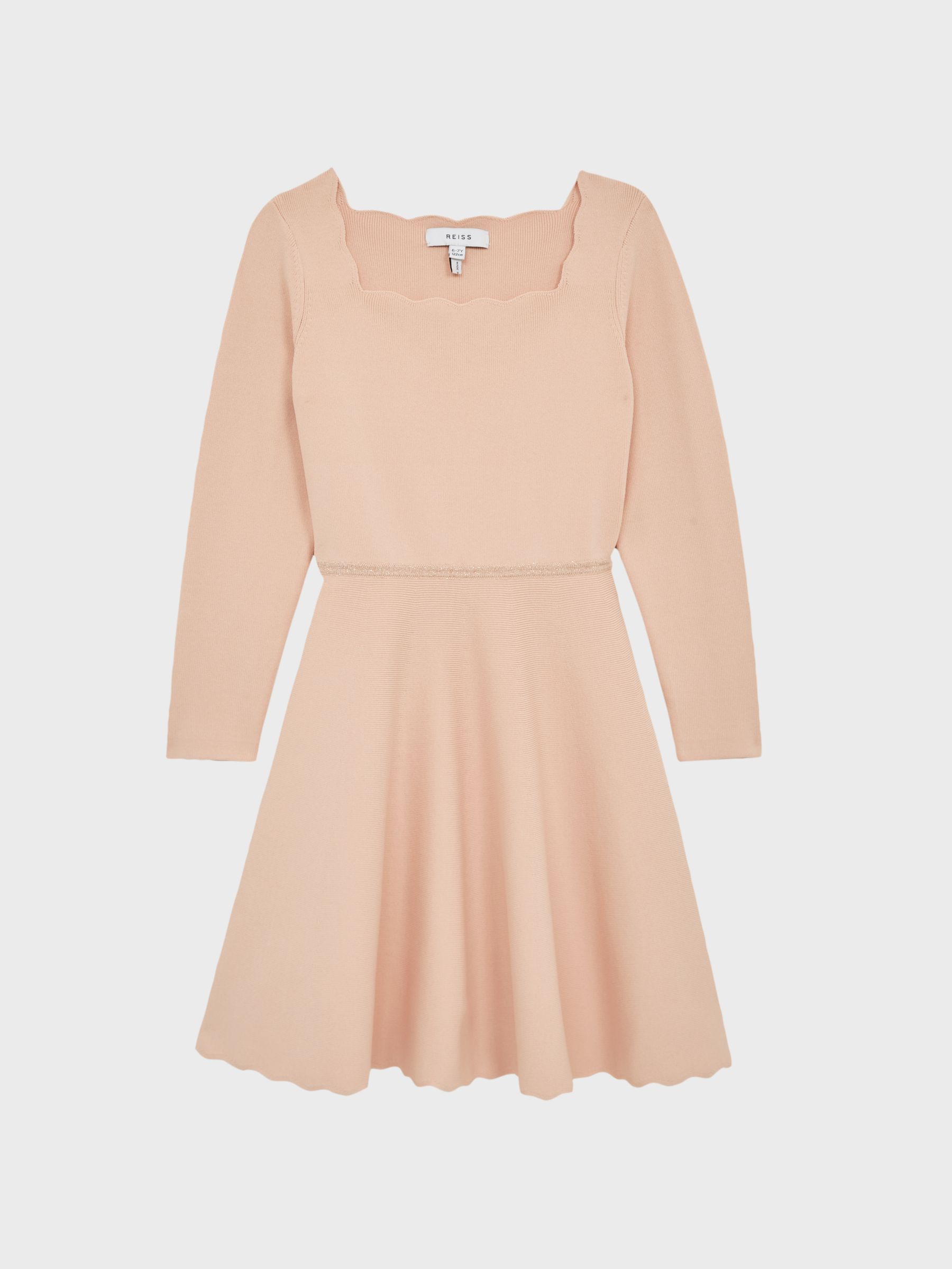 Junior Square Neck Knitted Dress in Pale Pink - Image 2 of 5