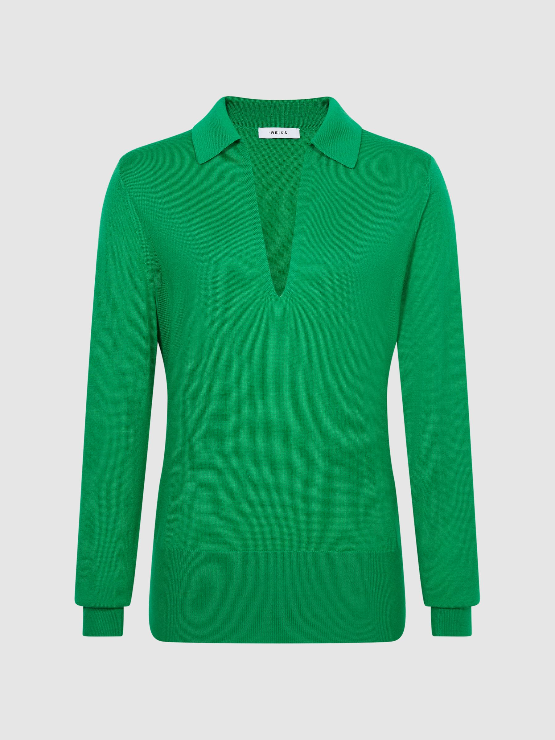 Collared Knitted Jumper in Green - Image 2 of 7