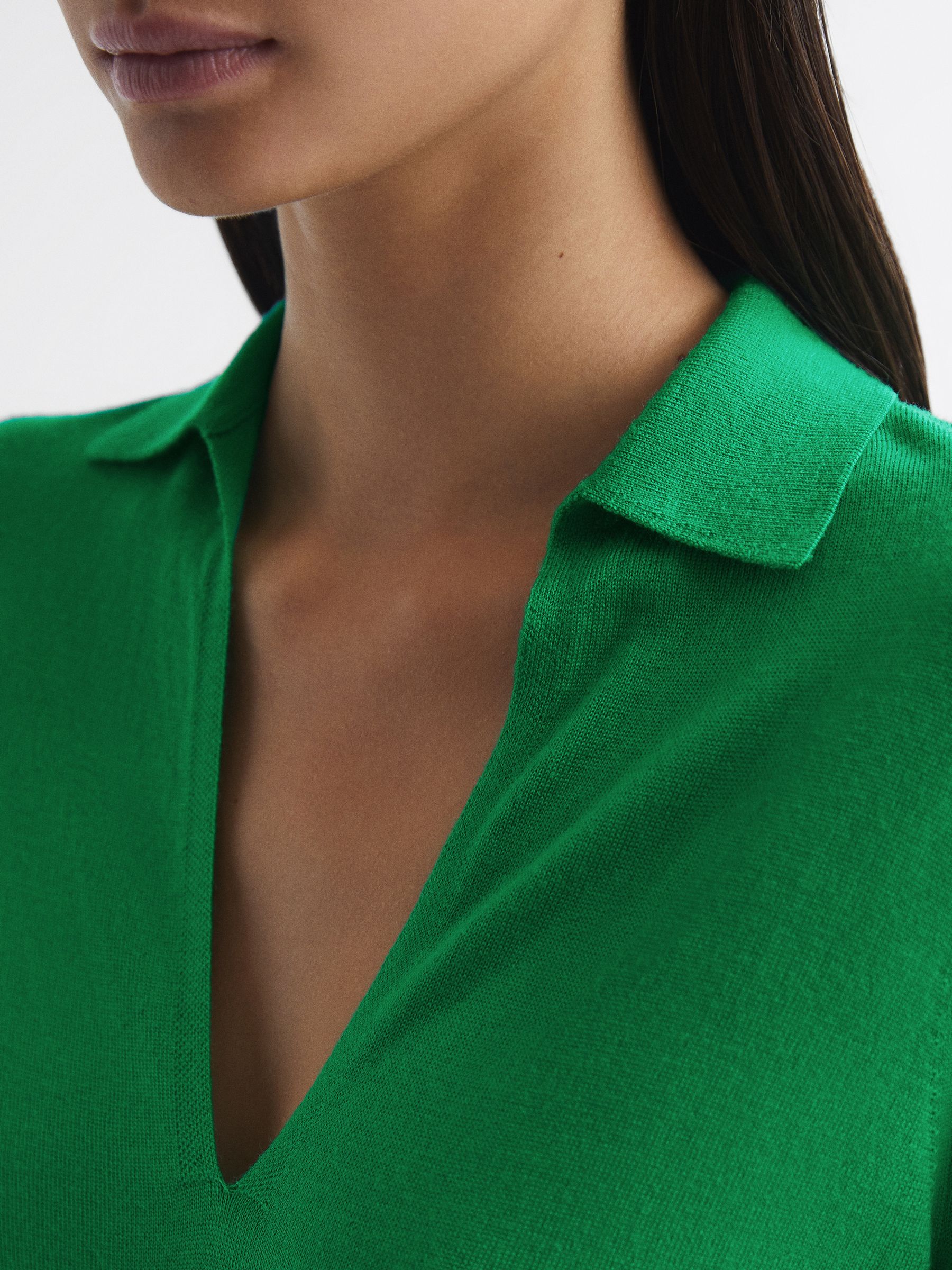 Collared Knitted Jumper in Green - Image 4 of 7