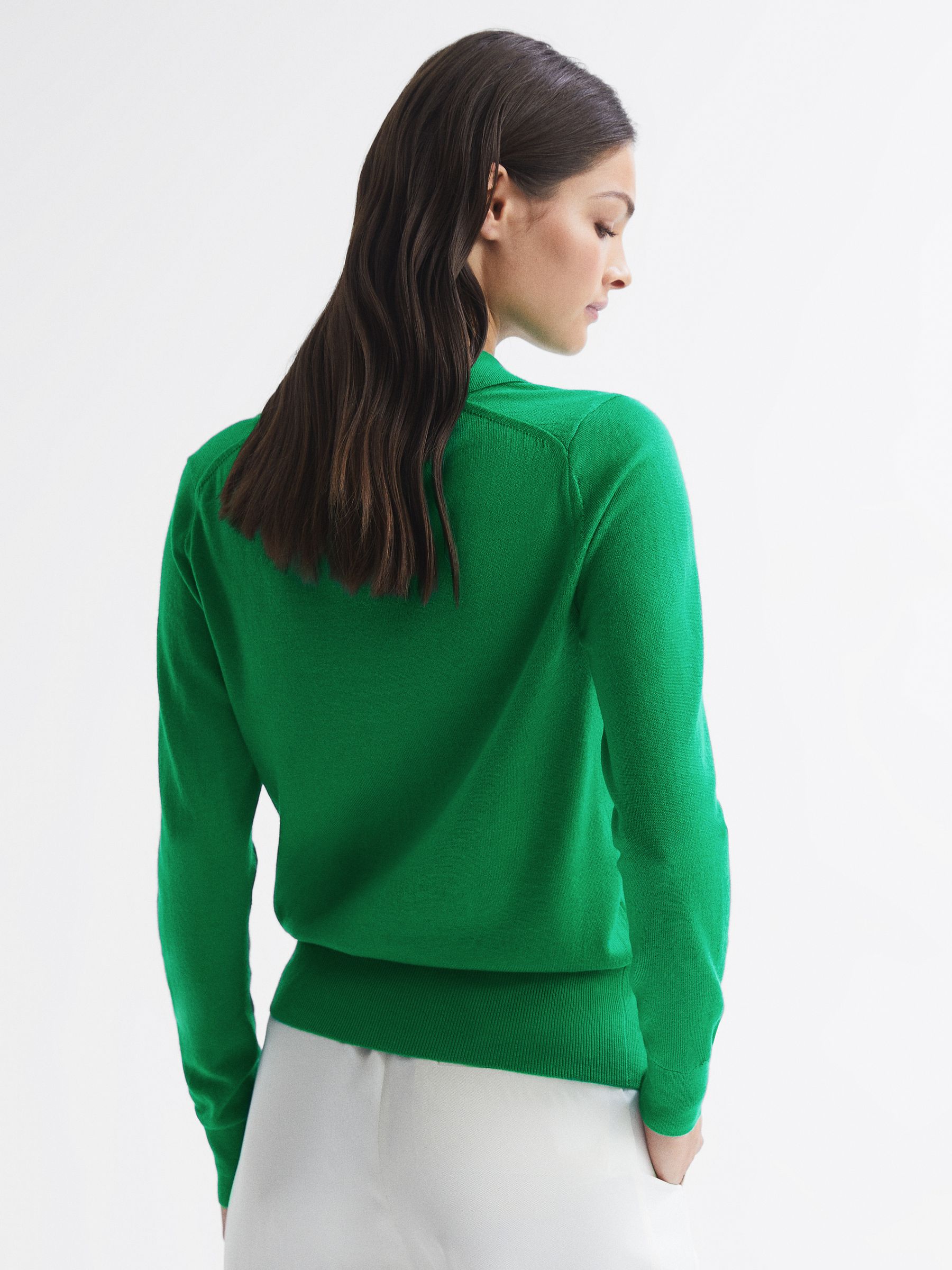 Collared Knitted Jumper in Green - Image 5 of 7