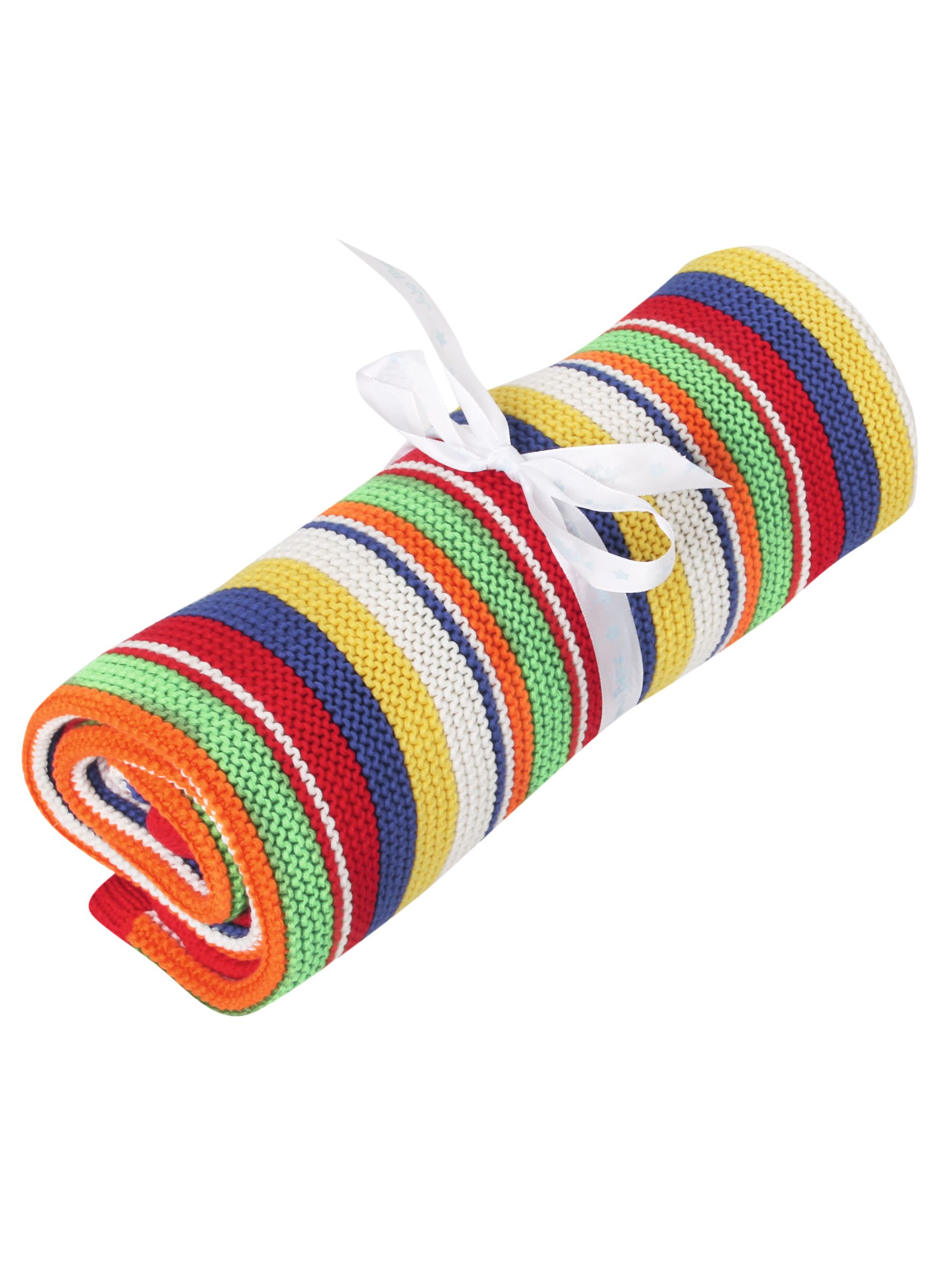 Chunky Knit Rainbow Striped Blanket - Image 1 of 3
