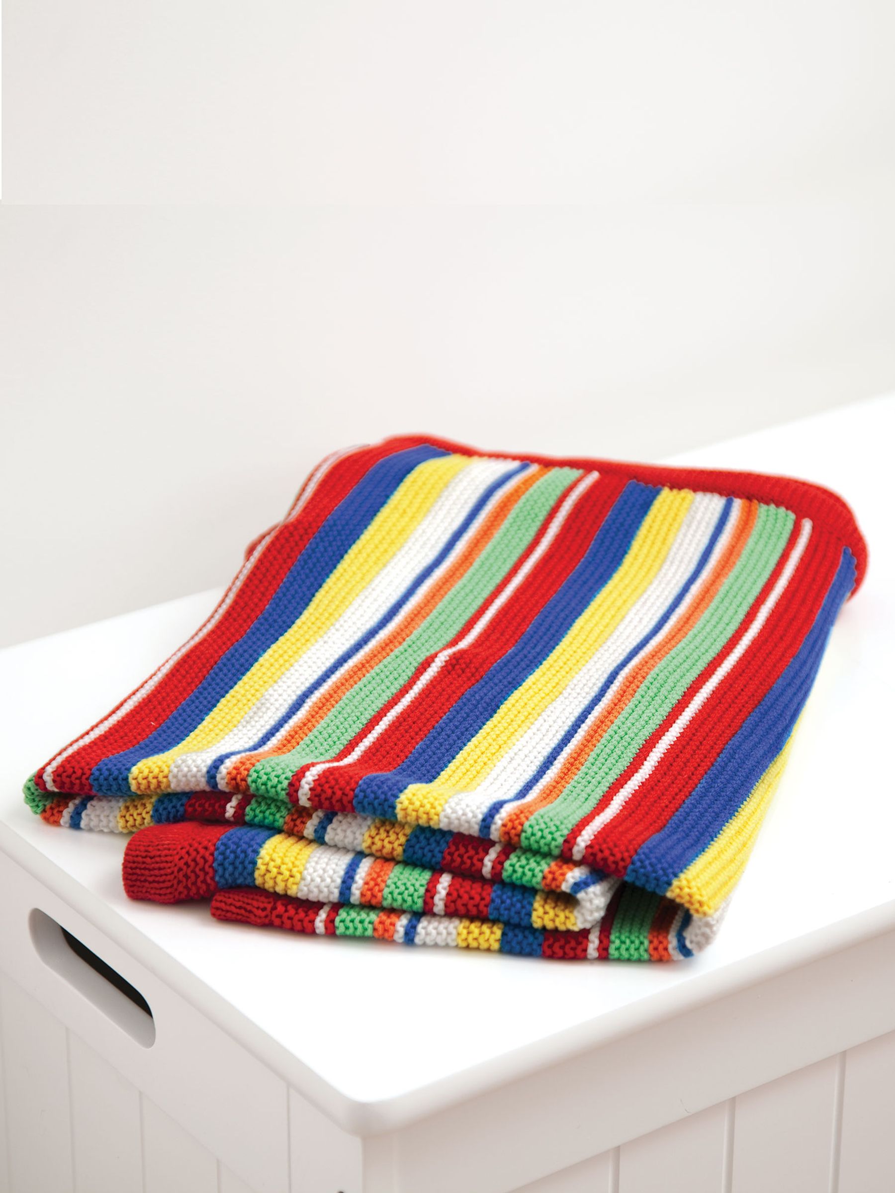 Chunky Knit Rainbow Striped Blanket - Image 2 of 3