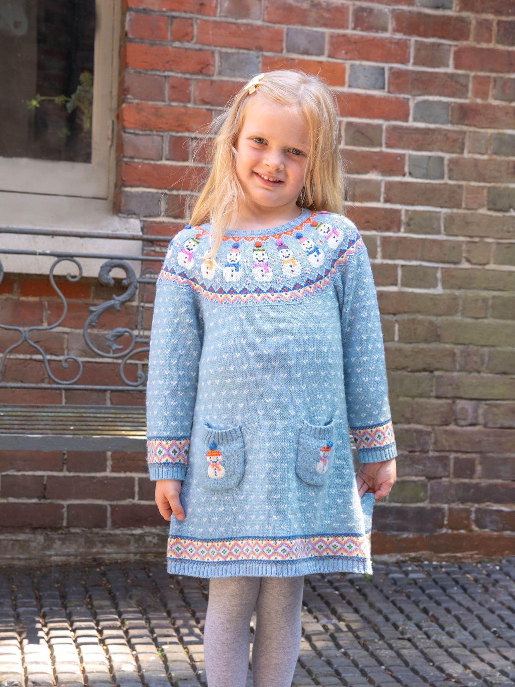 Blue Snowman Fairisle Pattern Knitted Dress - Image 1 of 4