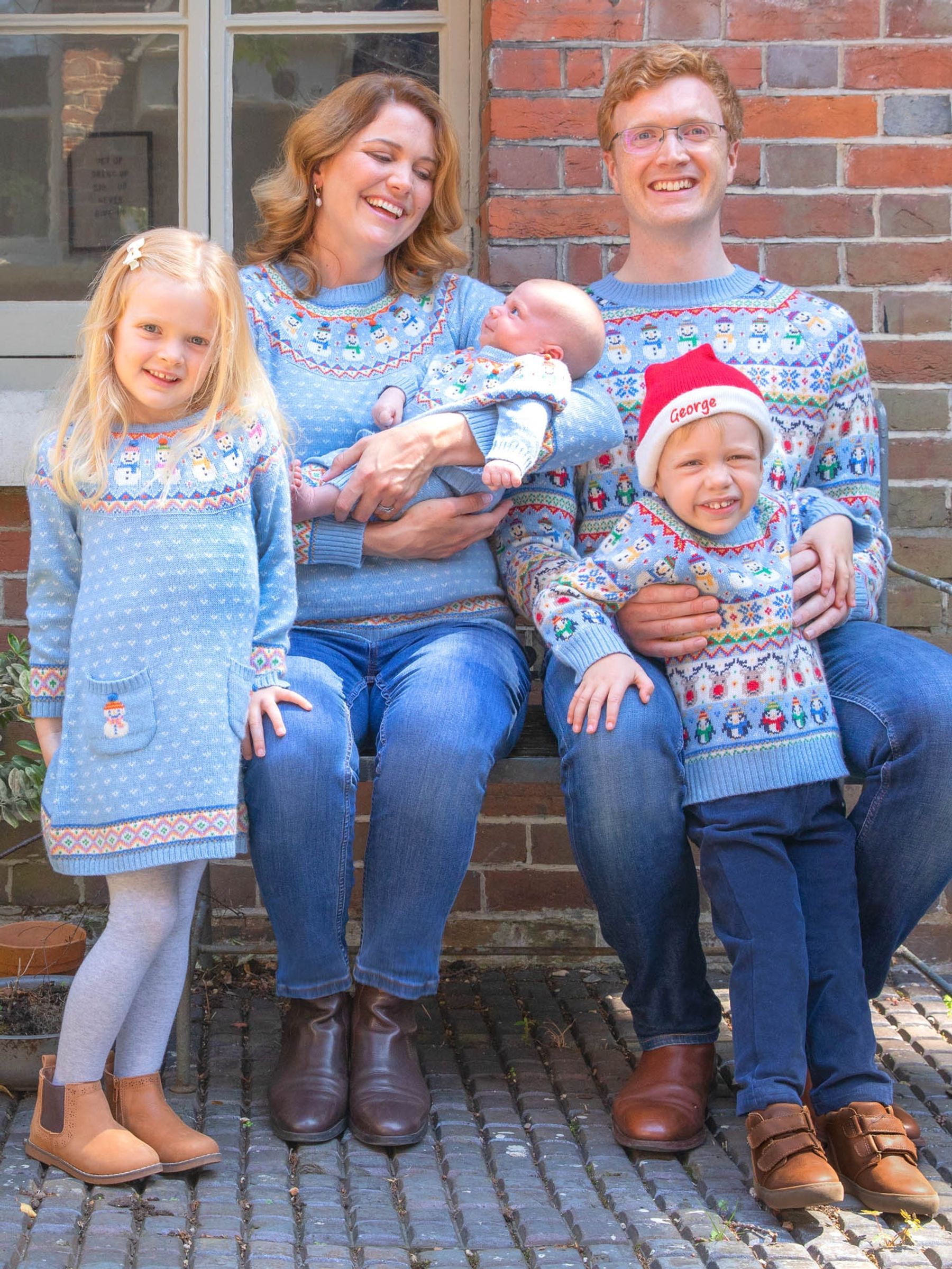 Blue Snowman Fairisle Pattern Knitted Dress - Image 2 of 4