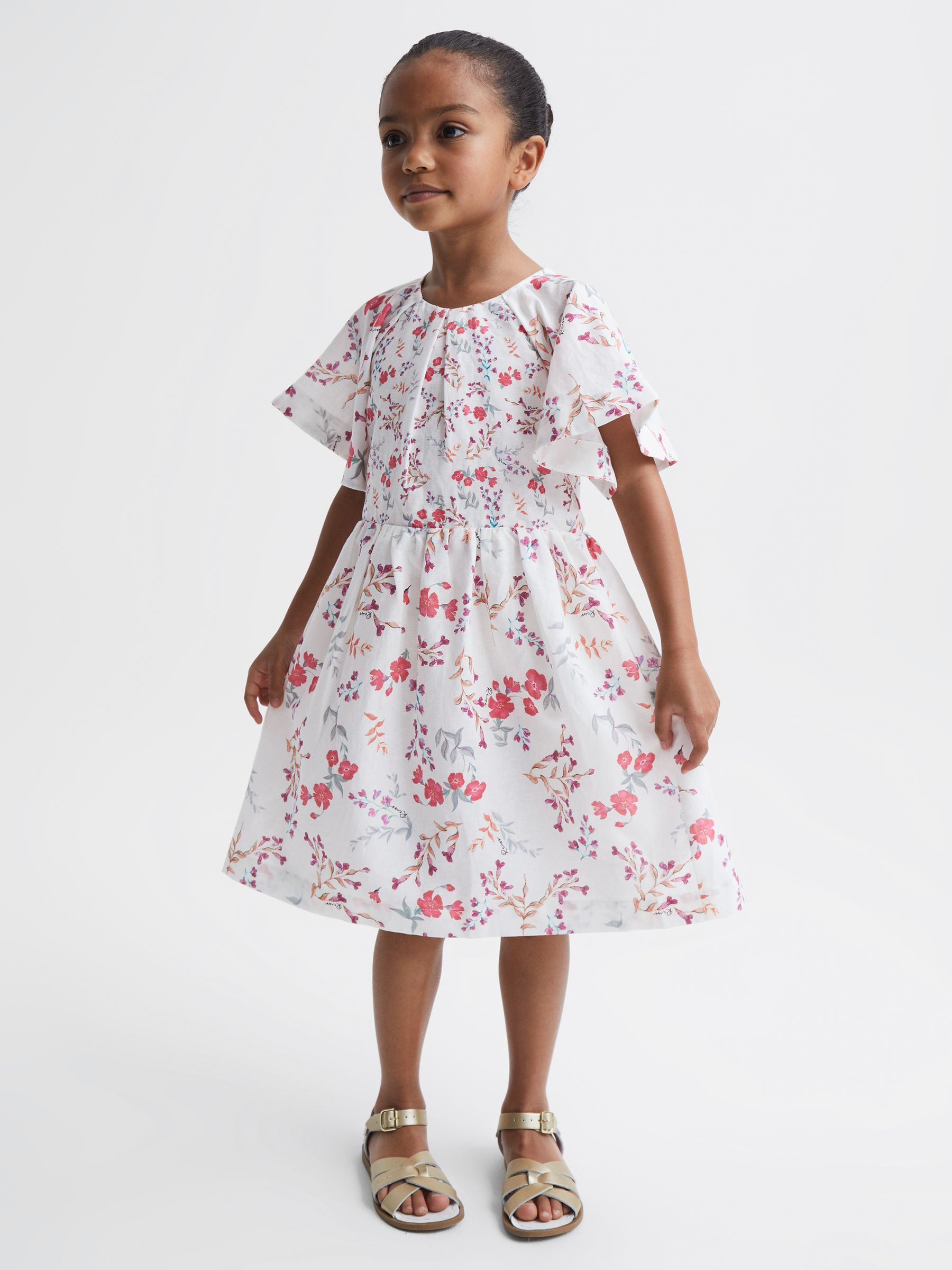 4-9 yrs Print Midi Dress in Multi - Image 1 of 7