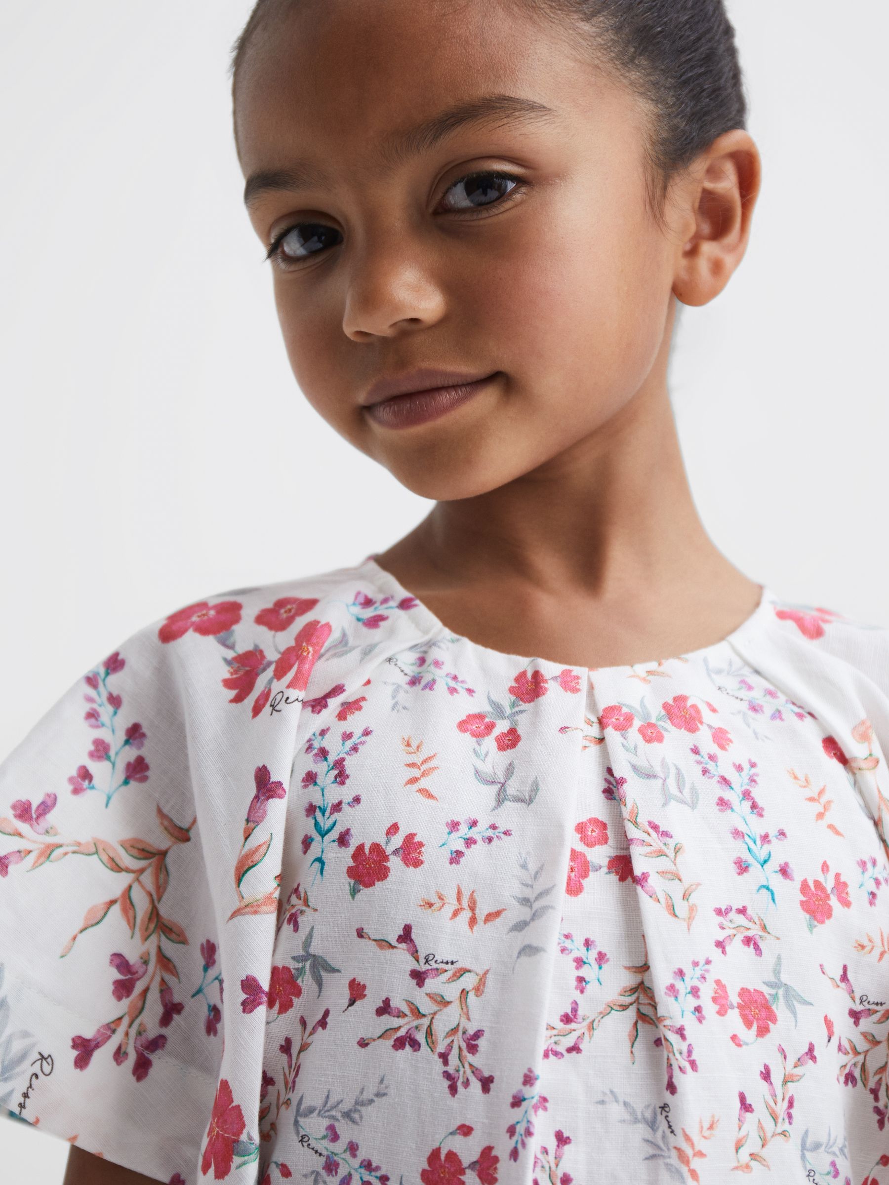 4-9 yrs Print Midi Dress in Multi - Image 4 of 7