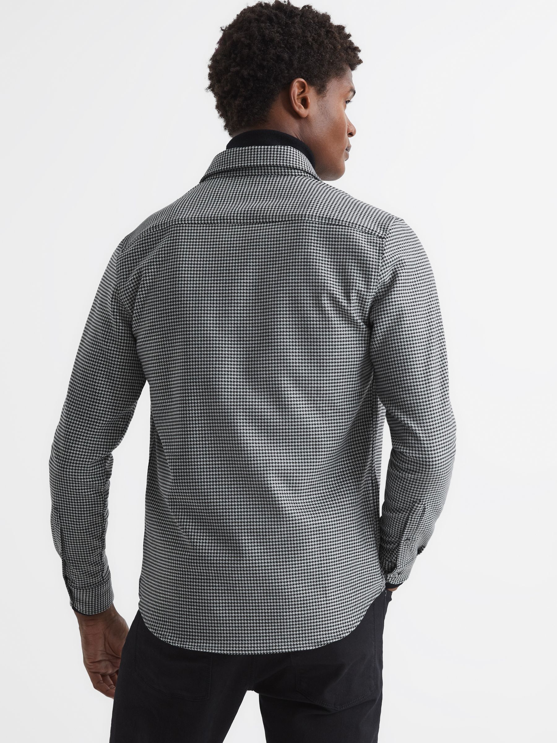 Dogtooth Check Overshirt in Black - Image 5 of 5