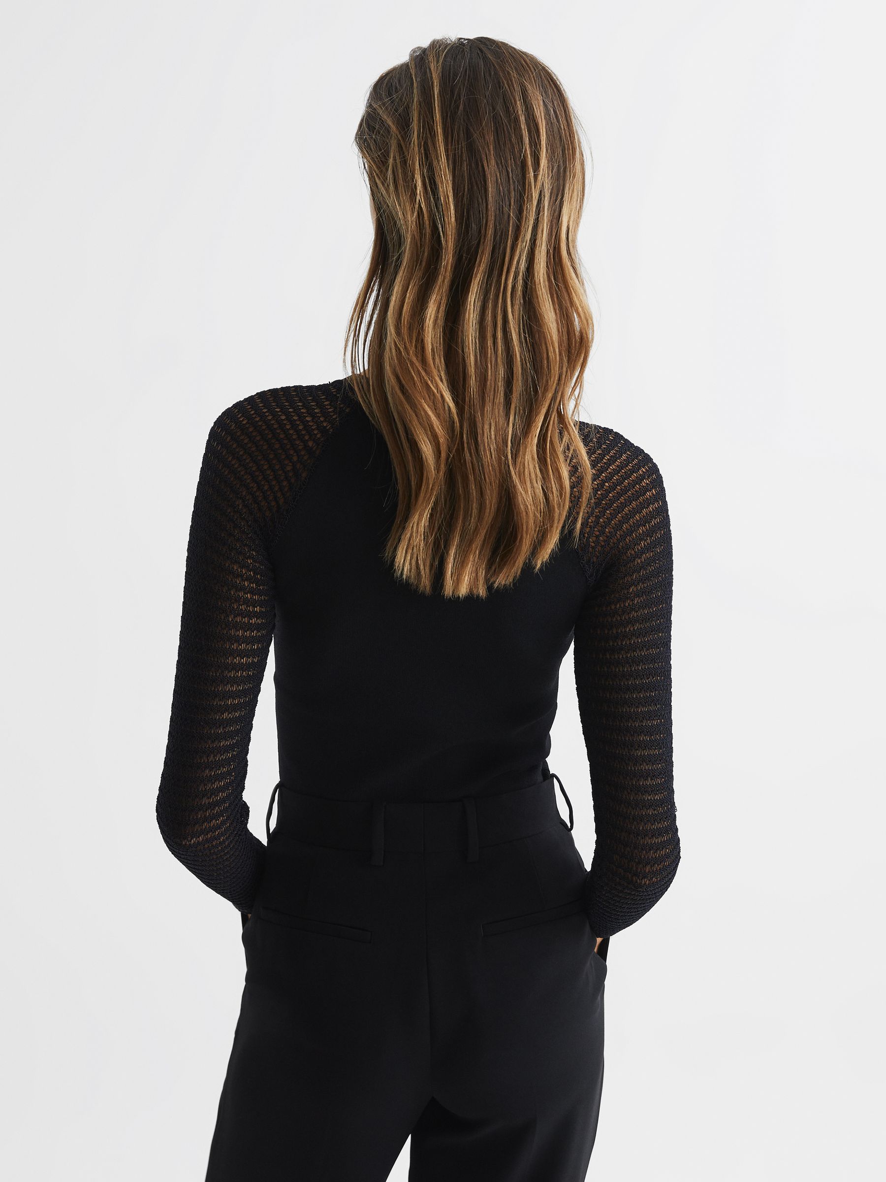 Sheer Twist Front Jumper in Black - Image 5 of 7
