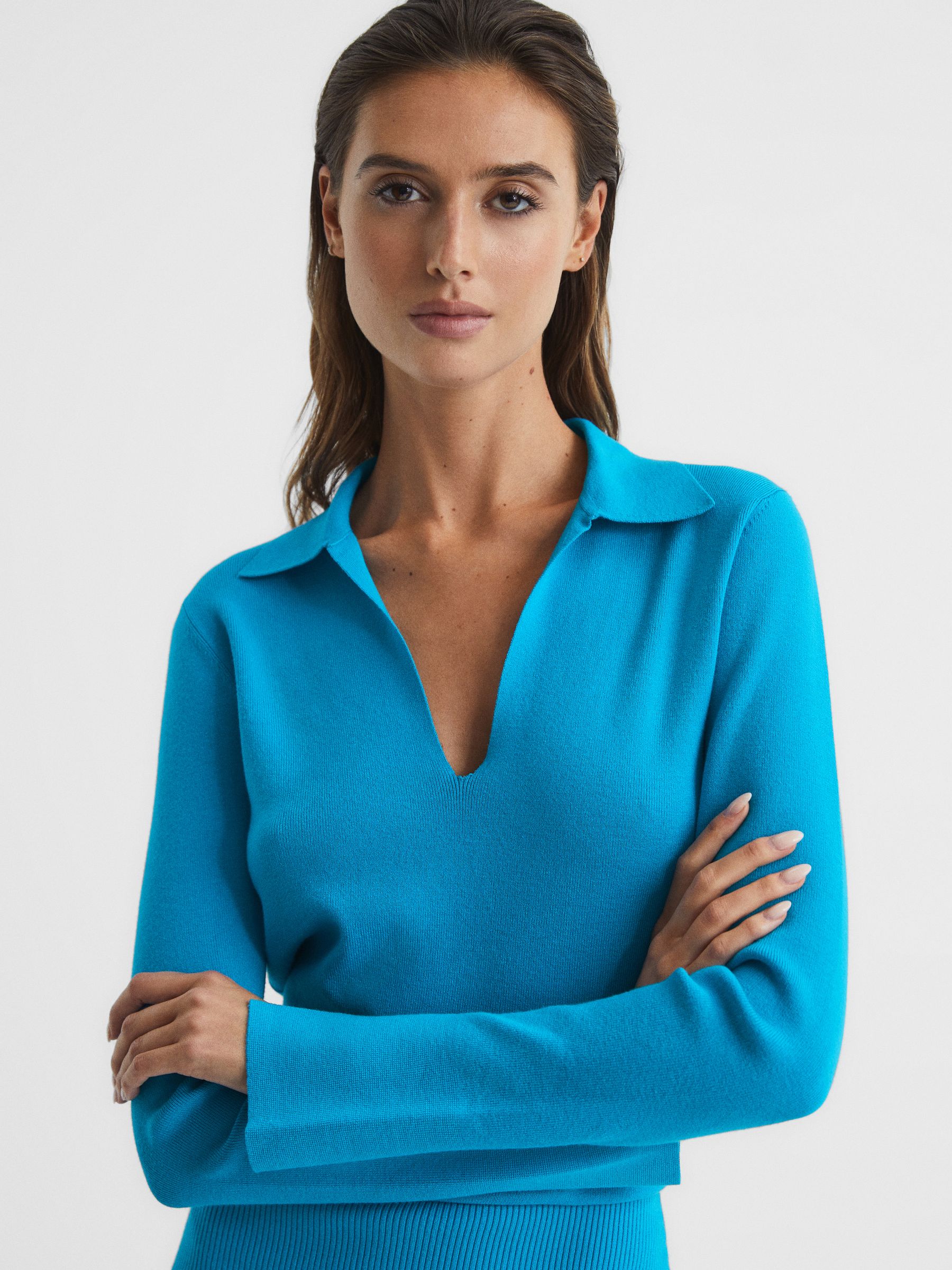 Rib-Knitted Midi Dress in Blue - Image 6 of 8