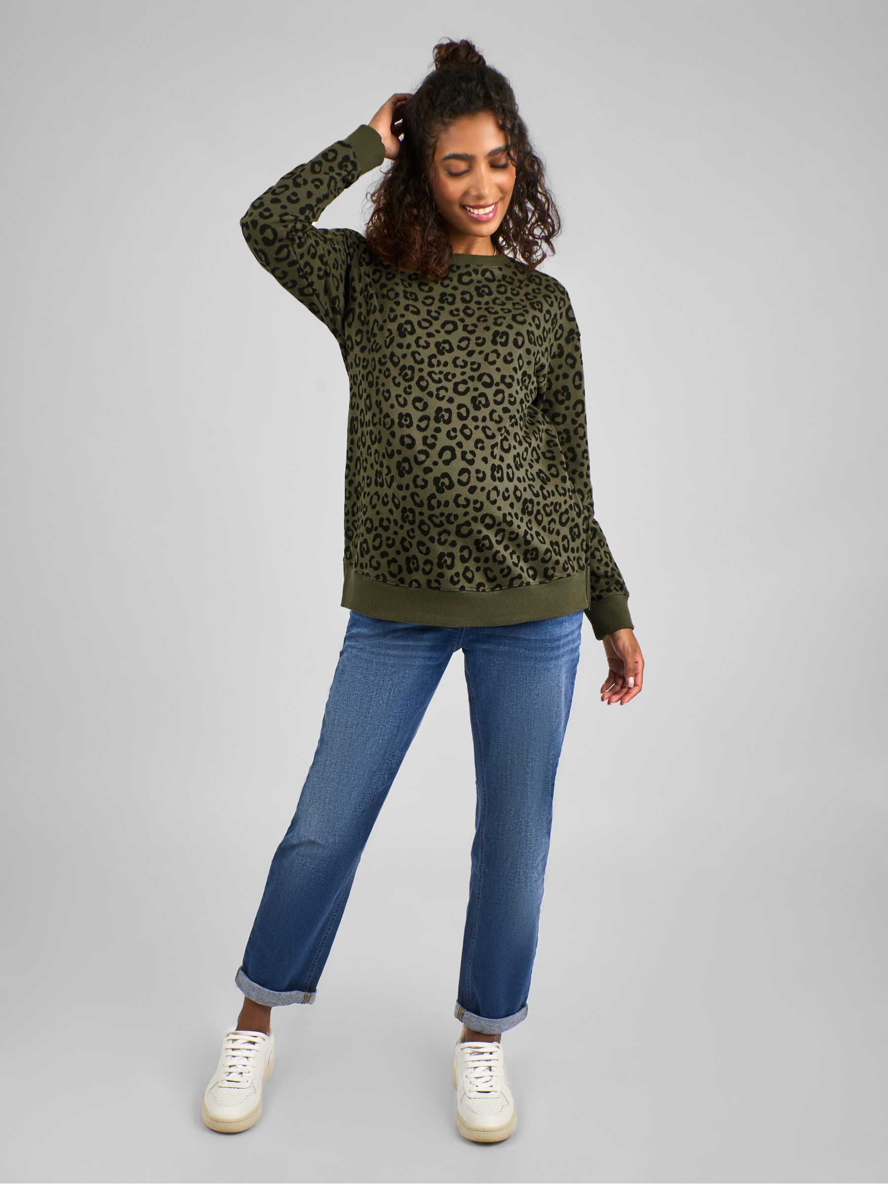 Khaki Animal Print Maternity & Nursing Sweatshirt - Image 3 of 4