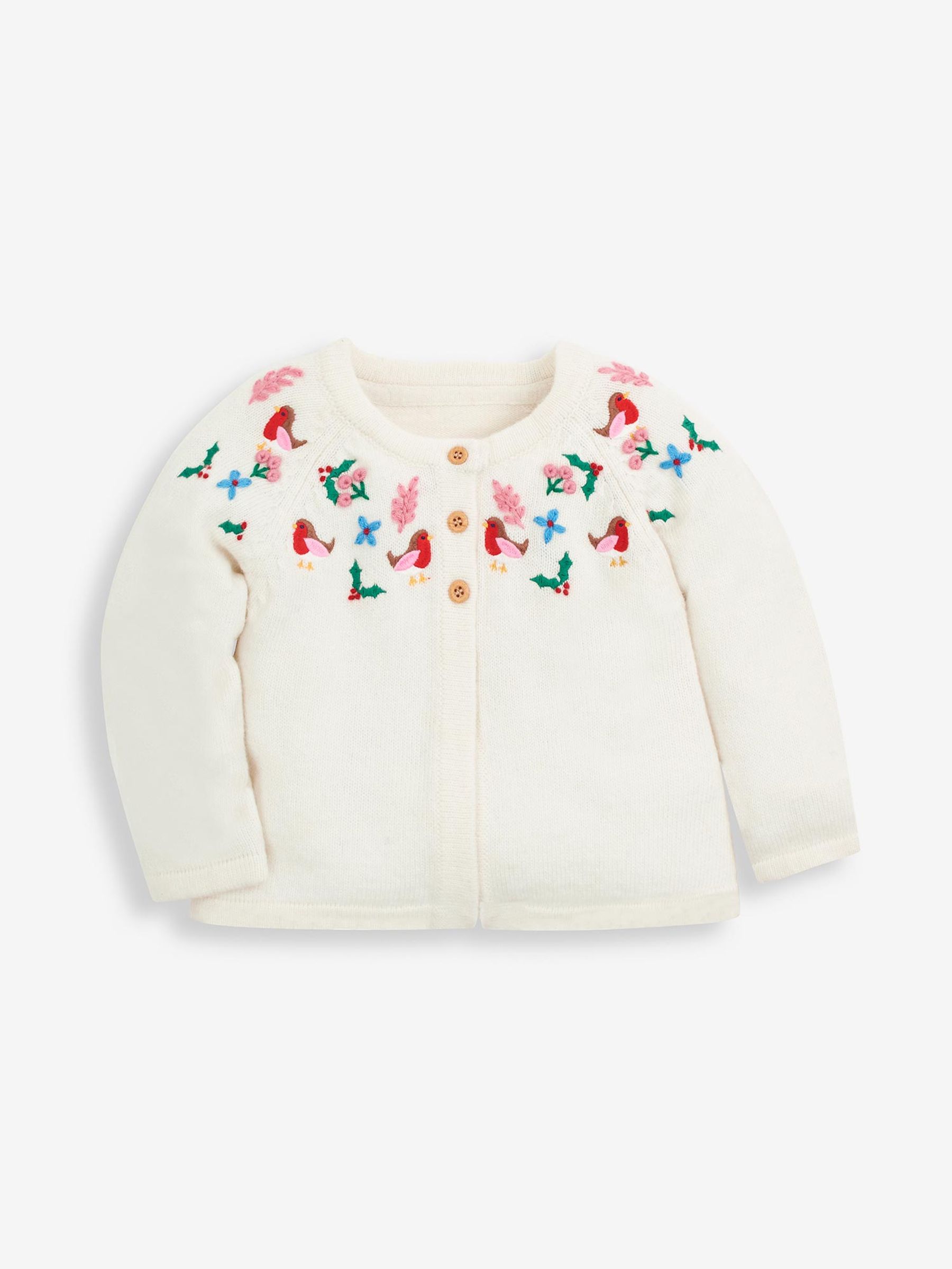 Cream Christmas Embroidered Cardigan - Image 1 of 2