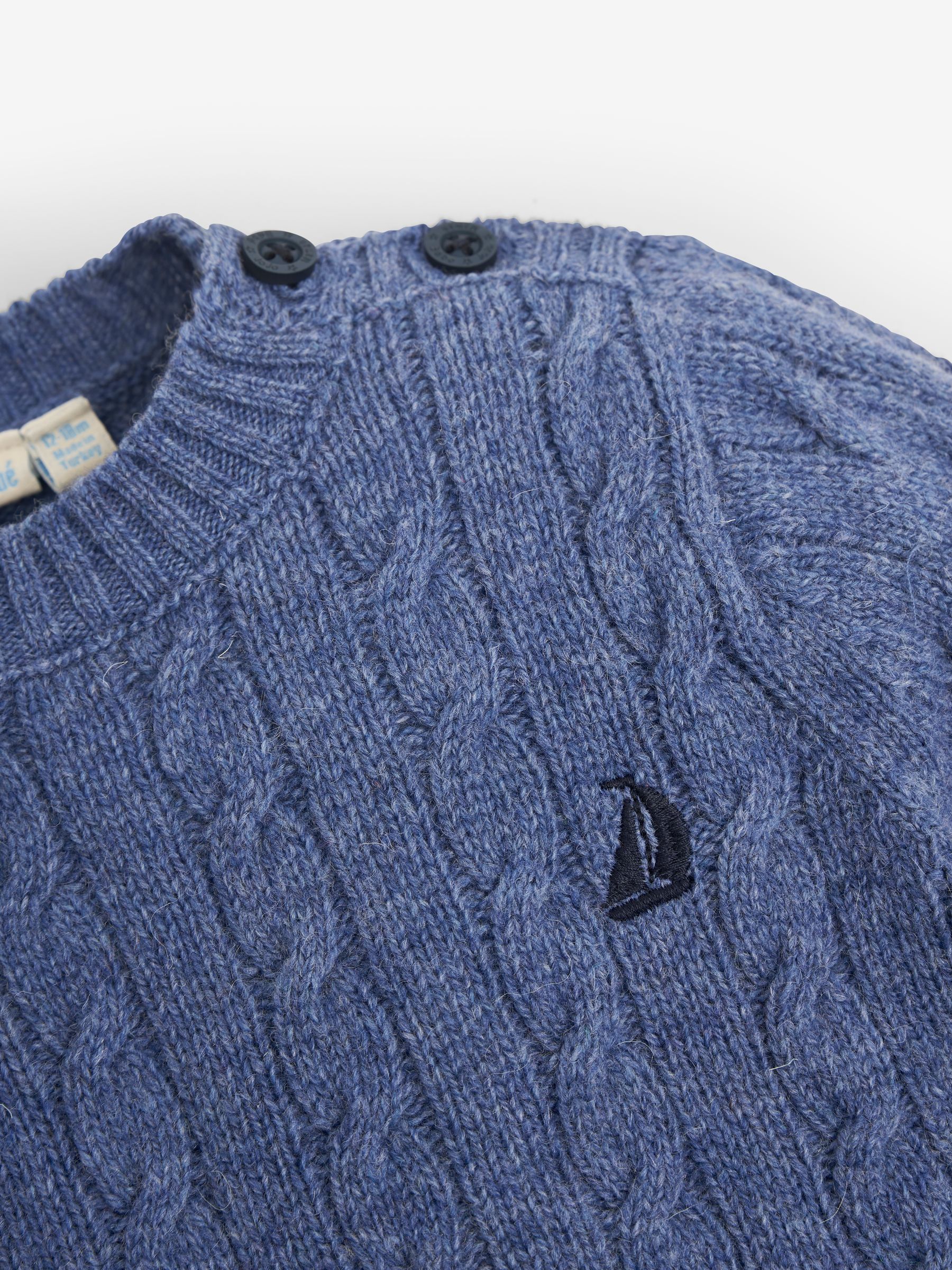 Denim Blue Classic Cable Jumper - Image 2 of 2