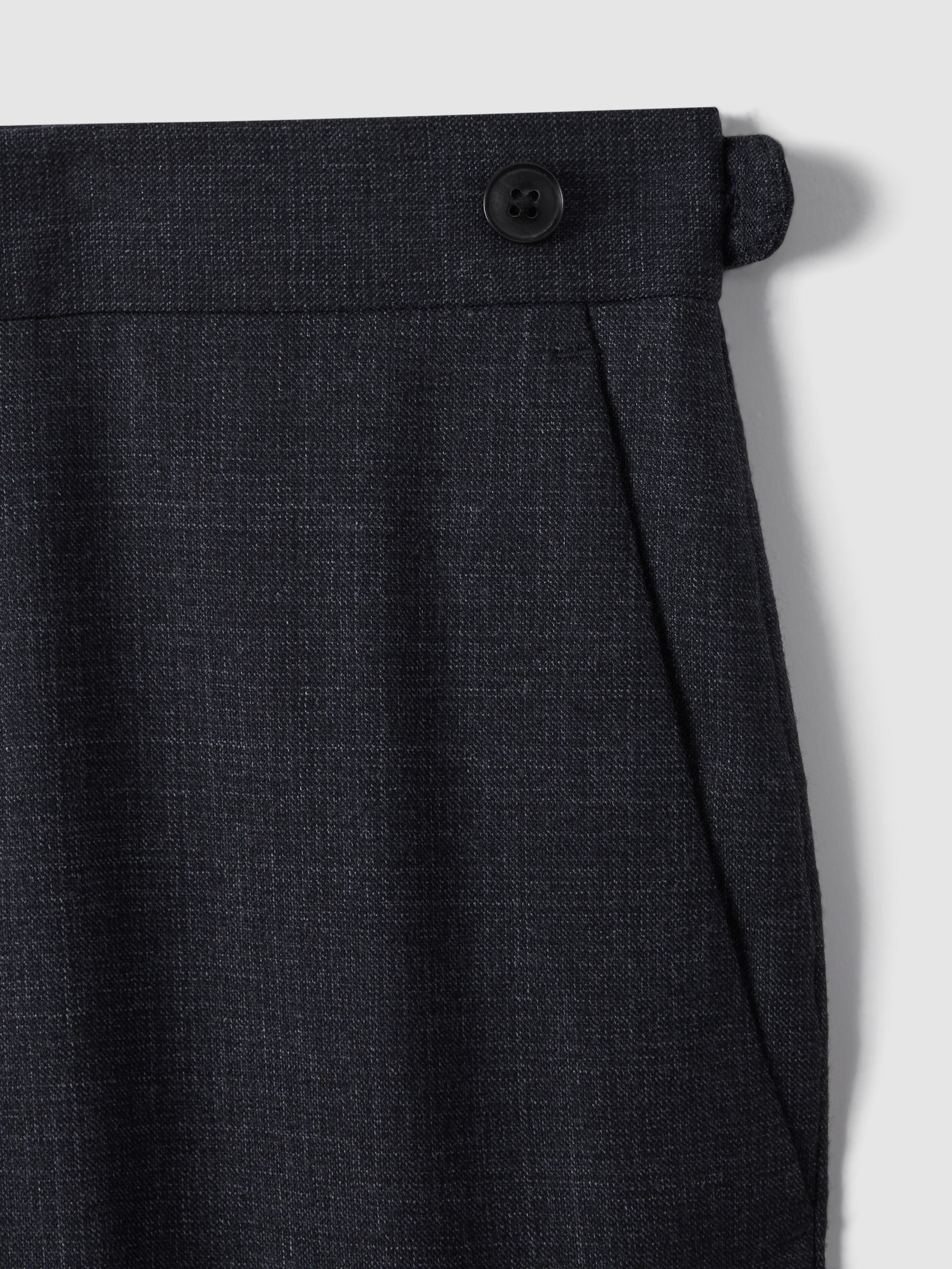 Slim Fit Wool Textured Trousers in Navy - Image 5 of 7