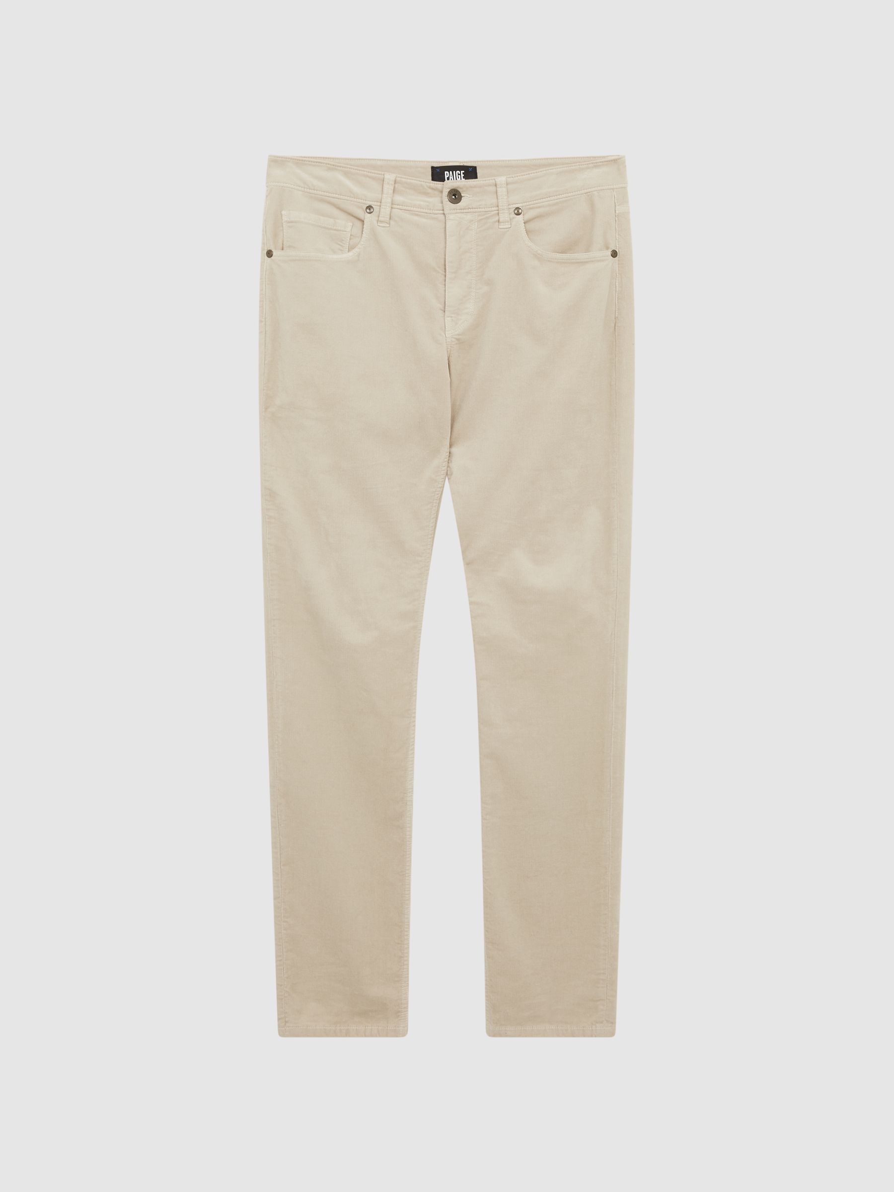 PAIGE Micro-Corduroy Slim Fit Jeans in Ivory Cream - Image 2 of 7 PAIGE Micro-Corduroy Slim Fit Jeans in Ivory Cream - Image 2 of 7