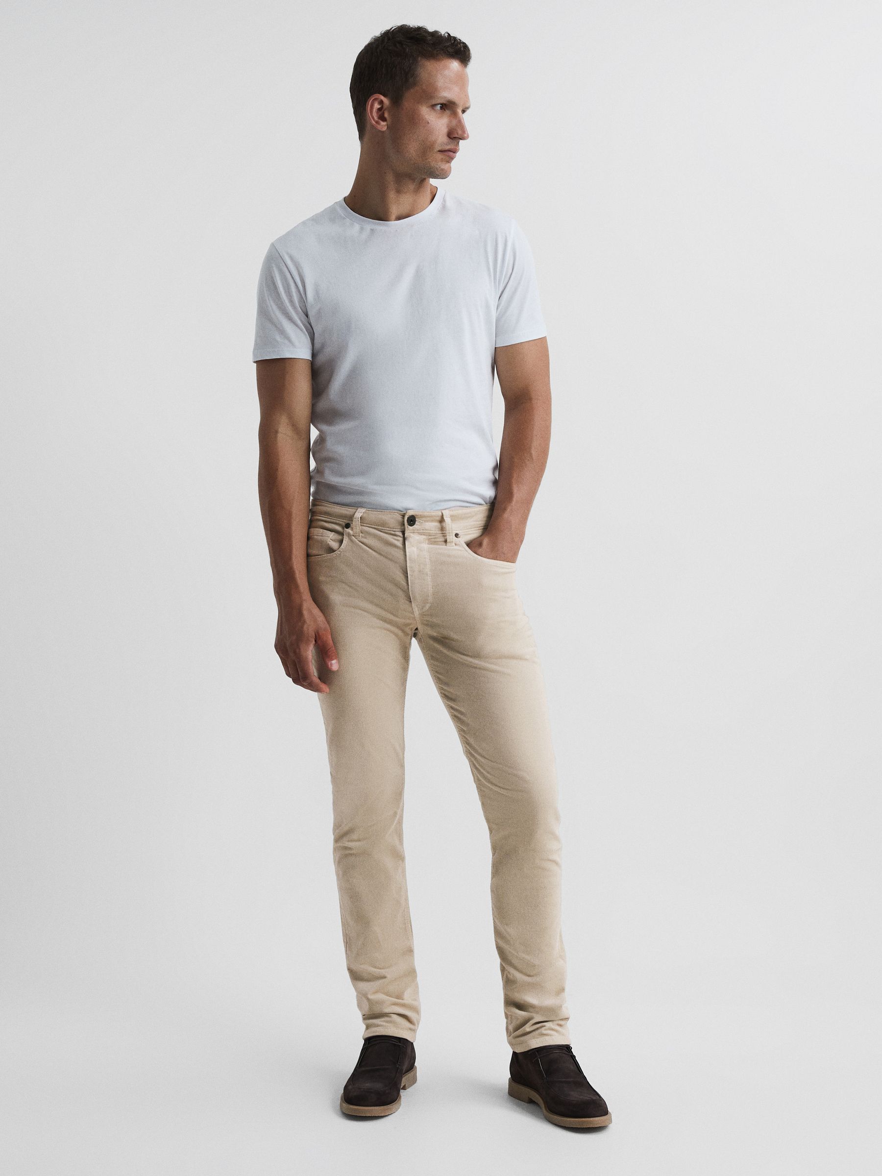 PAIGE Micro-Corduroy Slim Fit Jeans in Ivory Cream - Image 3 of 7