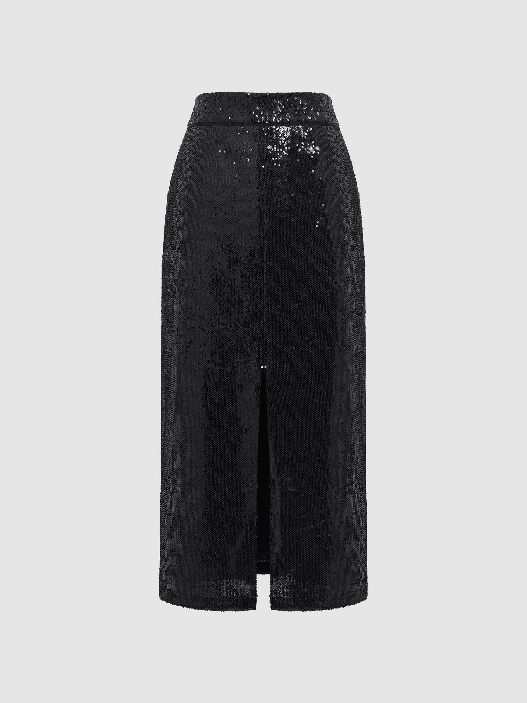 Sequin Pencil Skirt in Black - Image 2 of 6