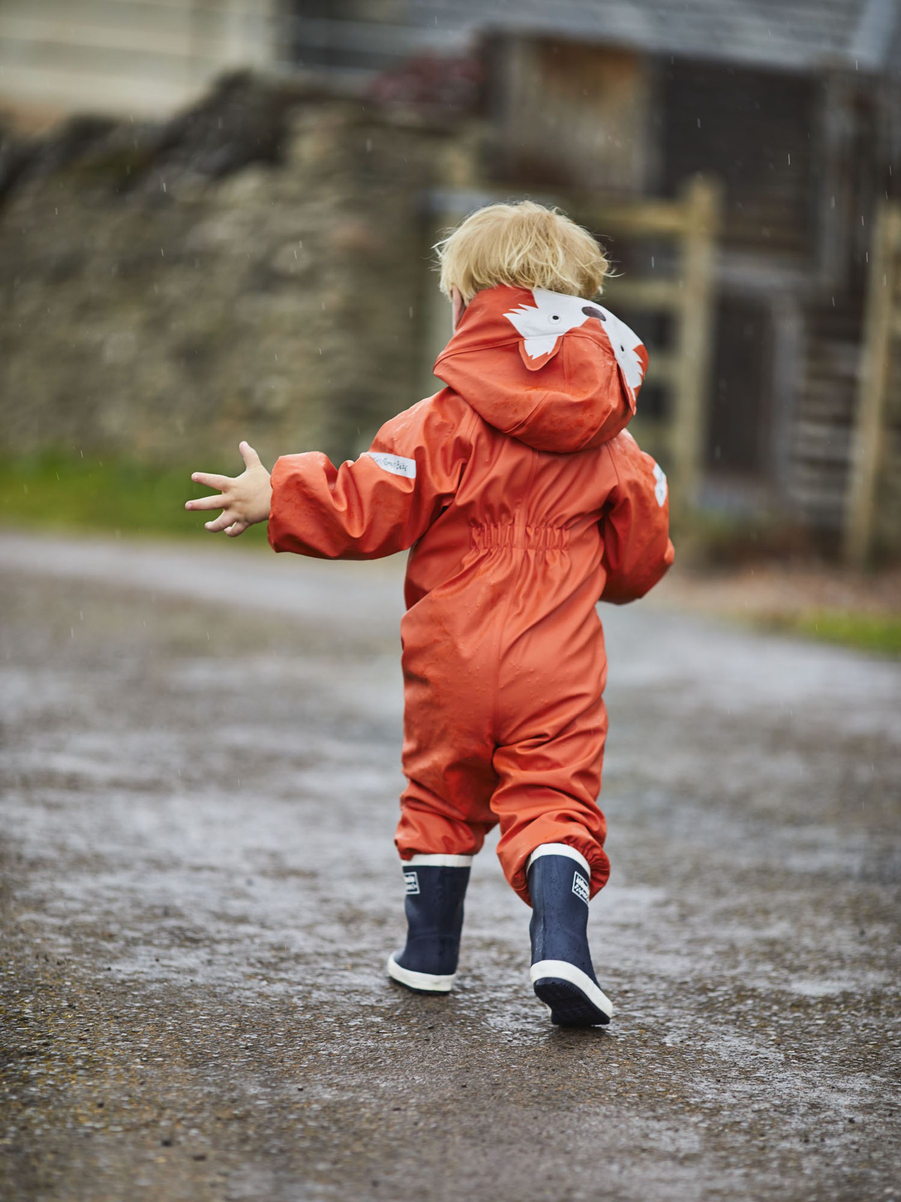 FOX ジャージフルスーツ Rust Fox Fleece-lined Waterproof Puddle Suit | JoJo Maman Bébé