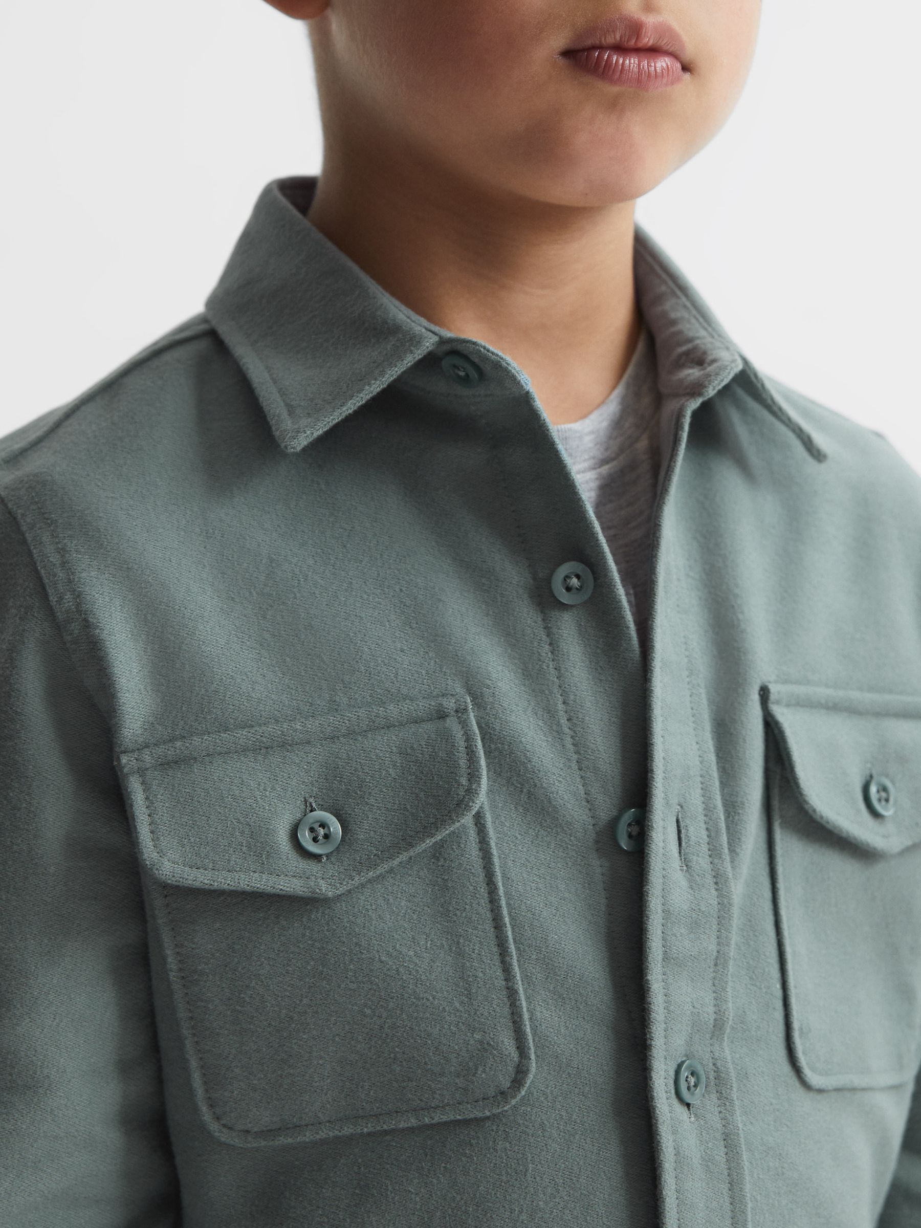 Junior Twin Pocket Overshirt in Duck Egg - Image 4 of 6