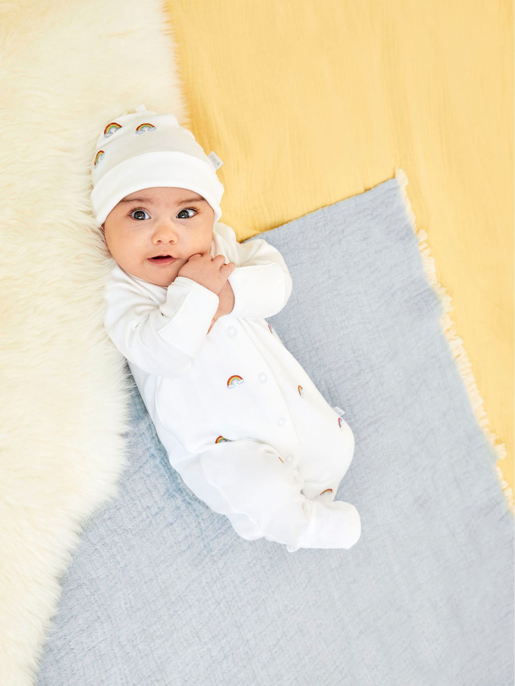 Rainbow Embroidered Cotton Baby Sleepsuit - Image 2 of 5