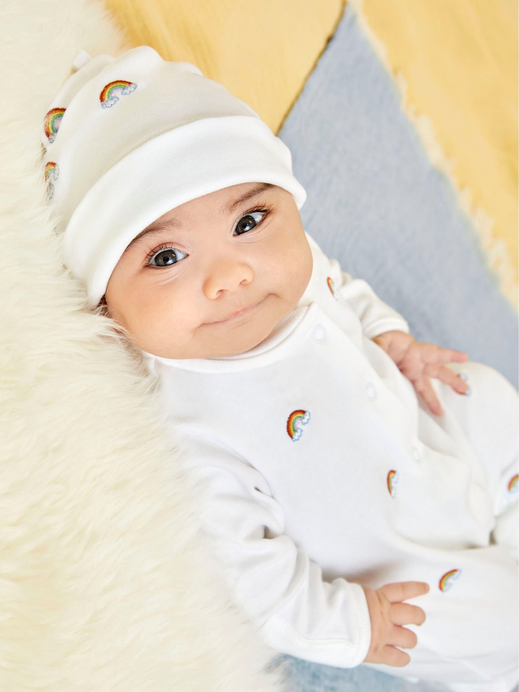 Rainbow Embroidered Cotton Baby Sleepsuit - Image 3 of 5