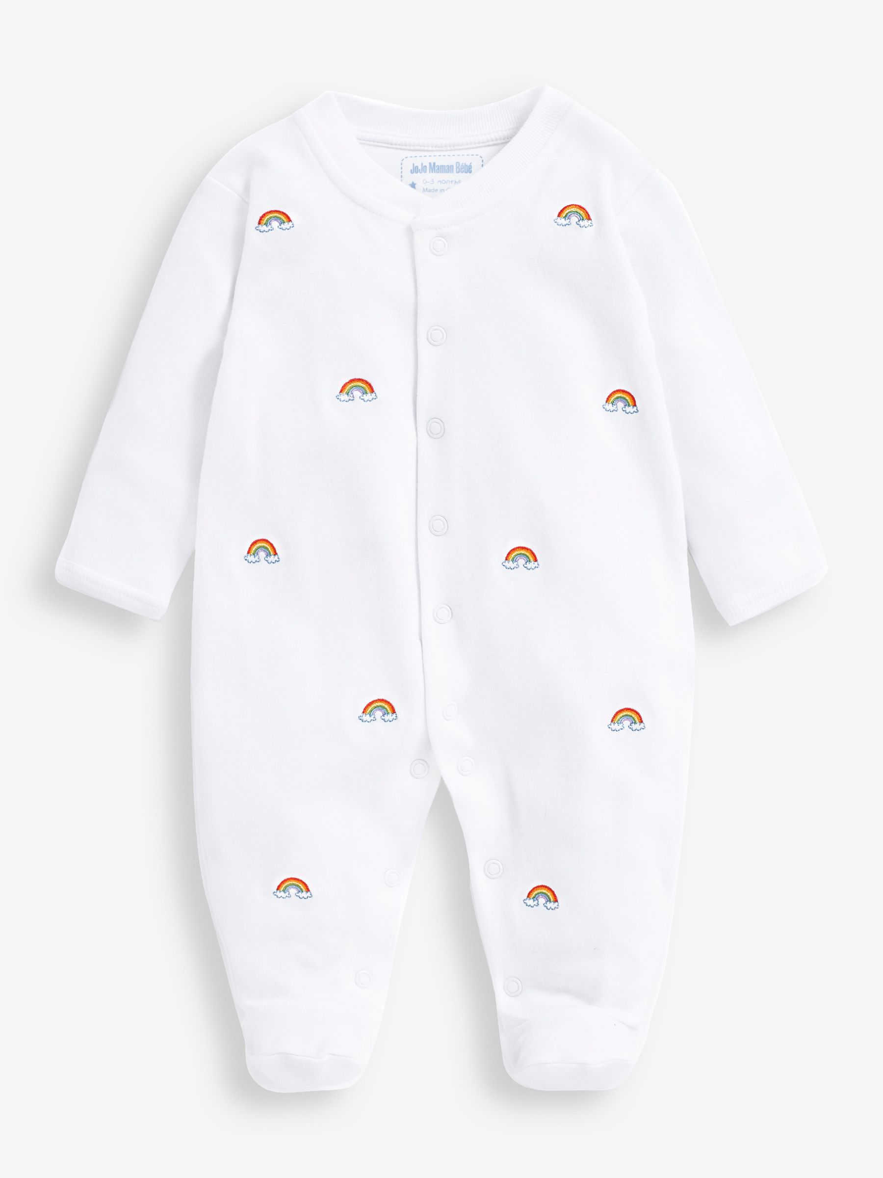 Rainbow Embroidered Cotton Baby Sleepsuit - Image 4 of 5