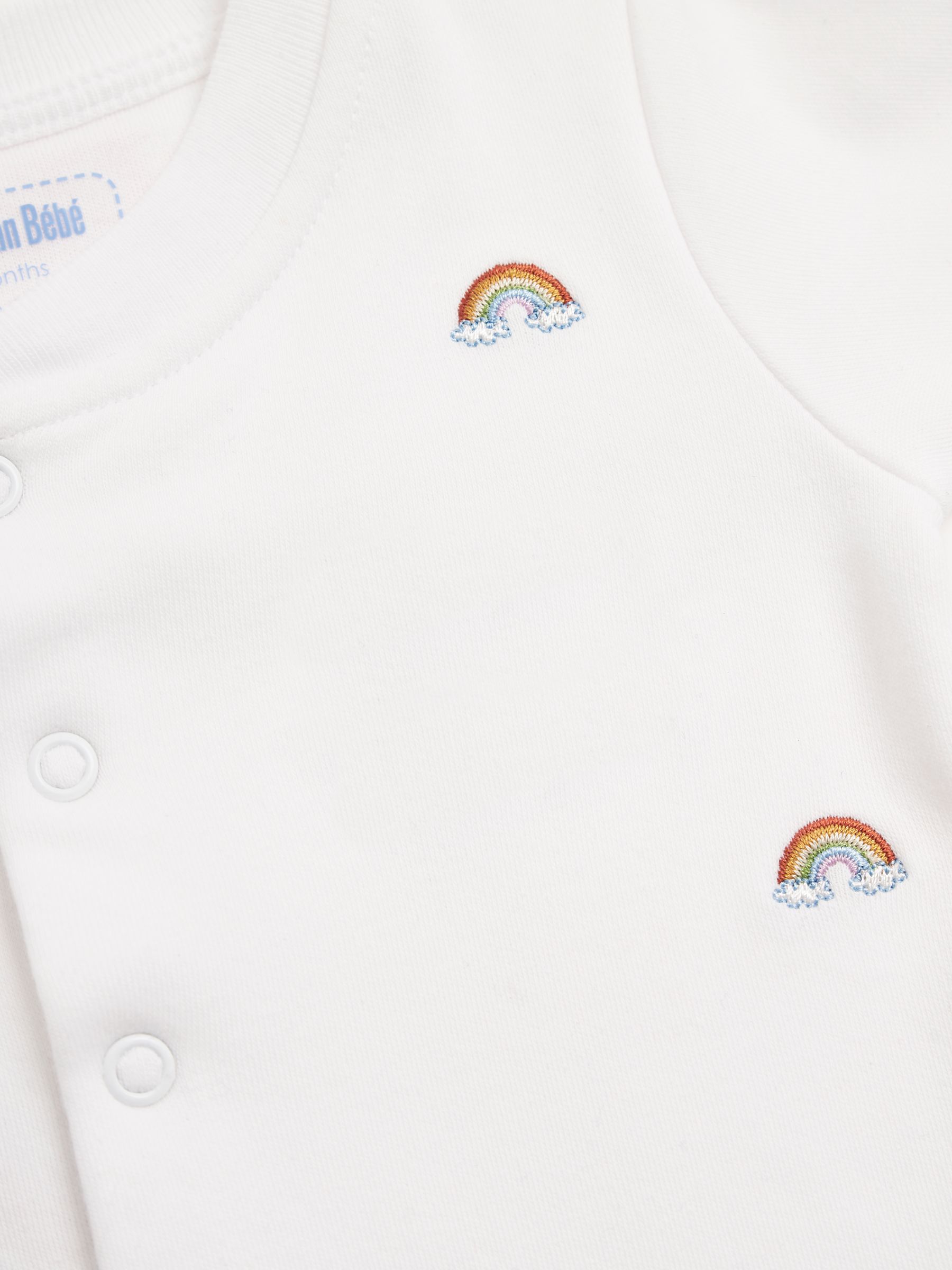 Rainbow Embroidered Cotton Baby Sleepsuit - Image 5 of 5