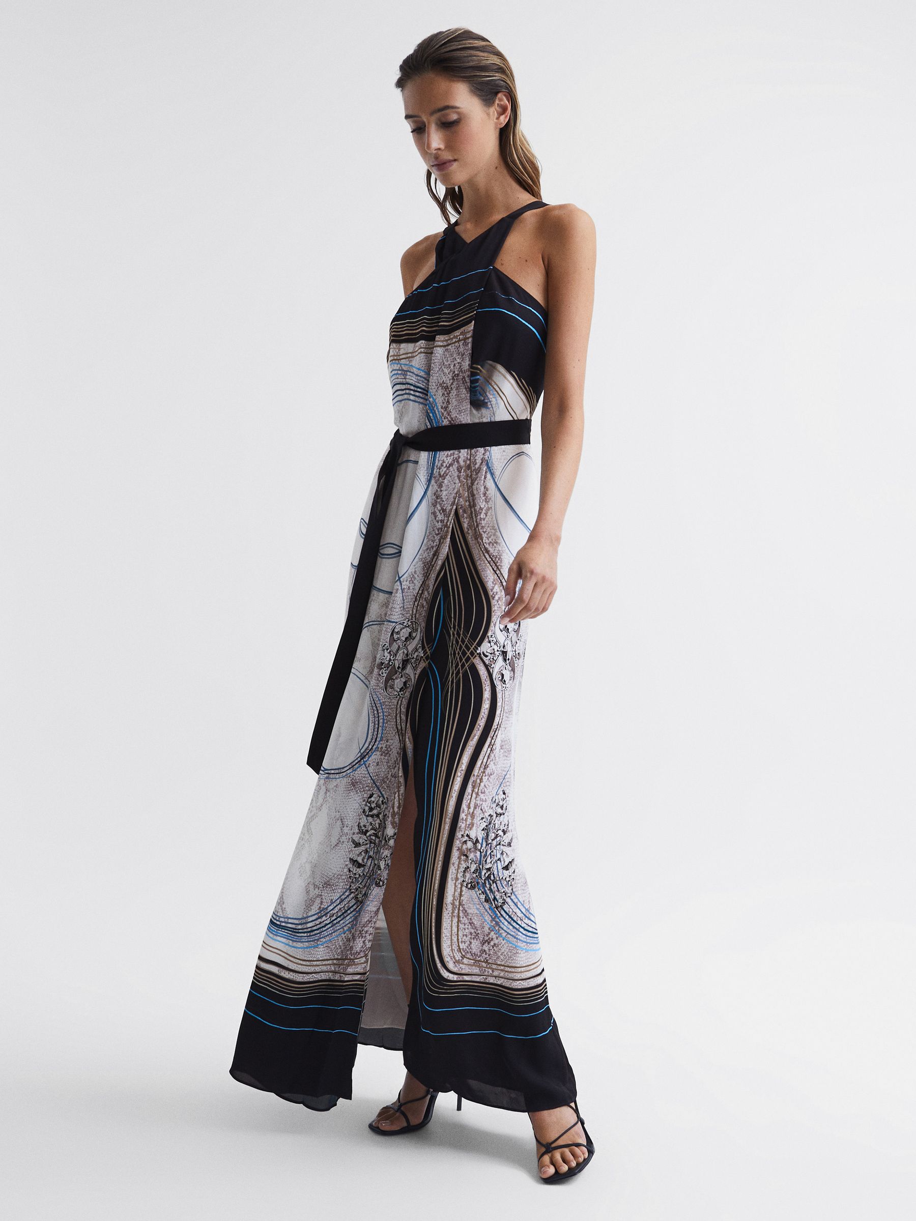 Jewel Print Maxi Dress in Navy - Image 4 of 8
