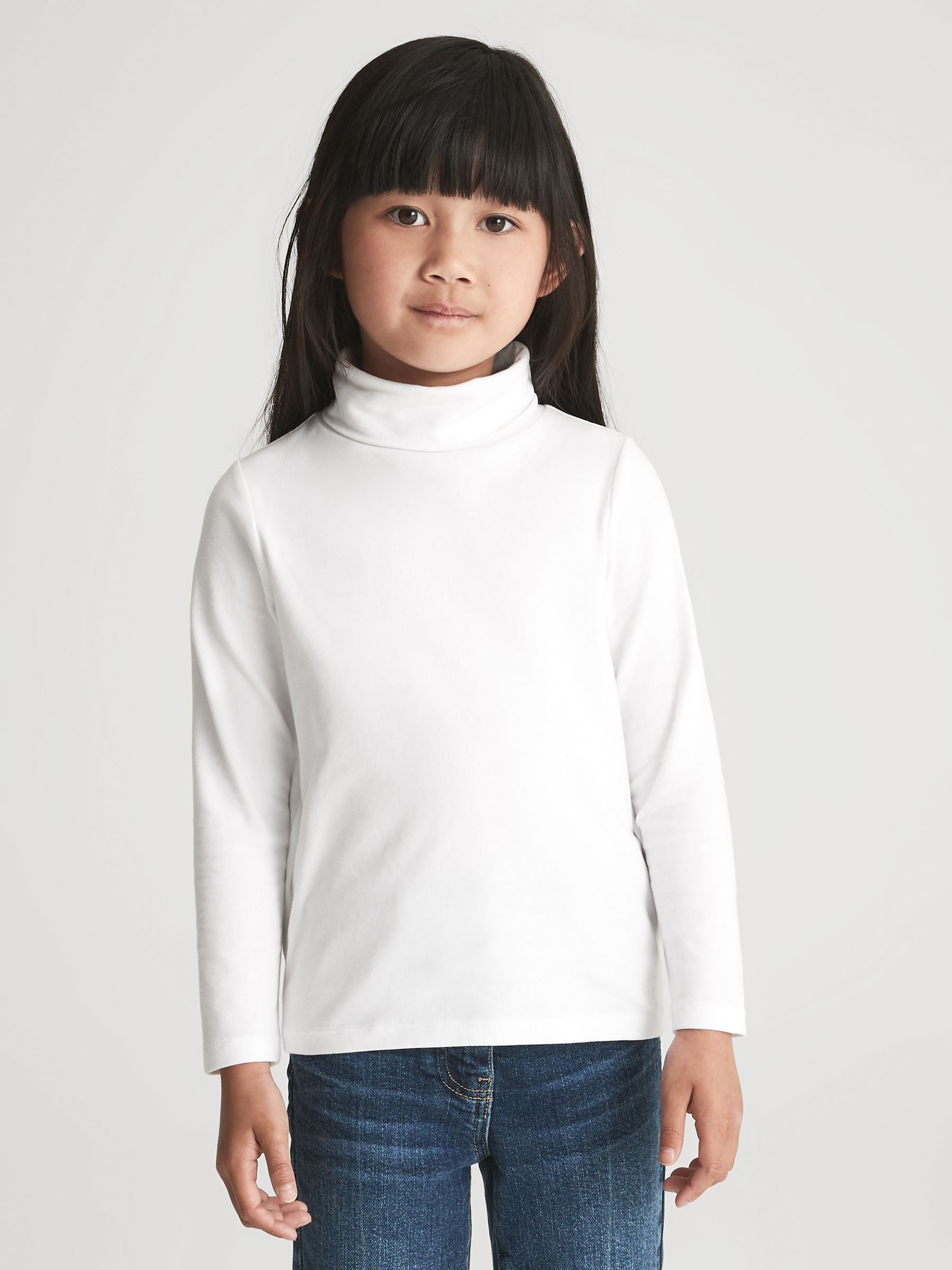Junior Cotton Blend Roll Neck Top in Ivory - Image 1 of 8
