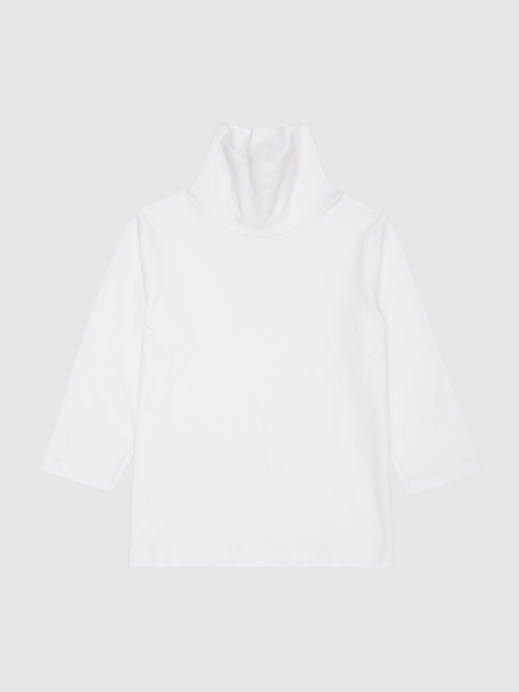Junior Cotton Blend Roll Neck Top in Ivory - Image 2 of 8