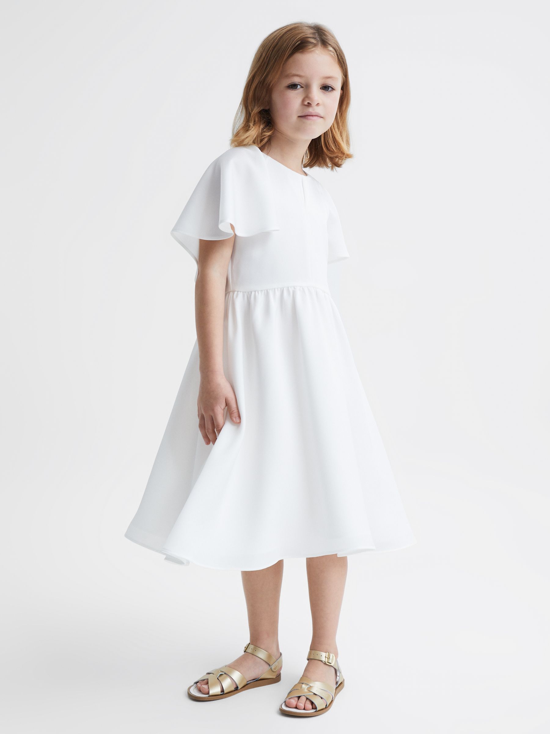 9-12 yrs Satin Midi Dress in Ivory - Image 3 of 6