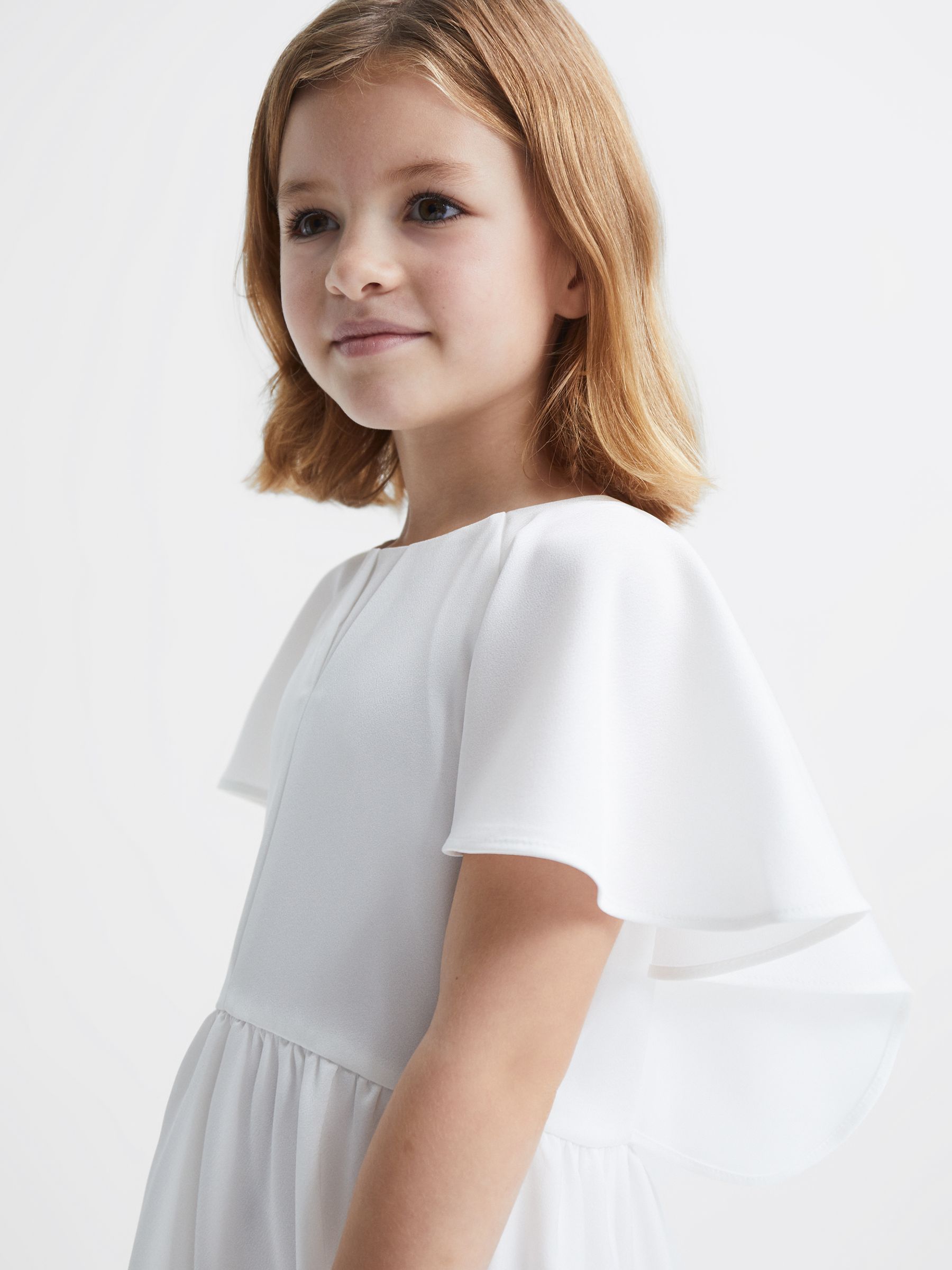 9-12 yrs Satin Midi Dress in Ivory - Image 4 of 6