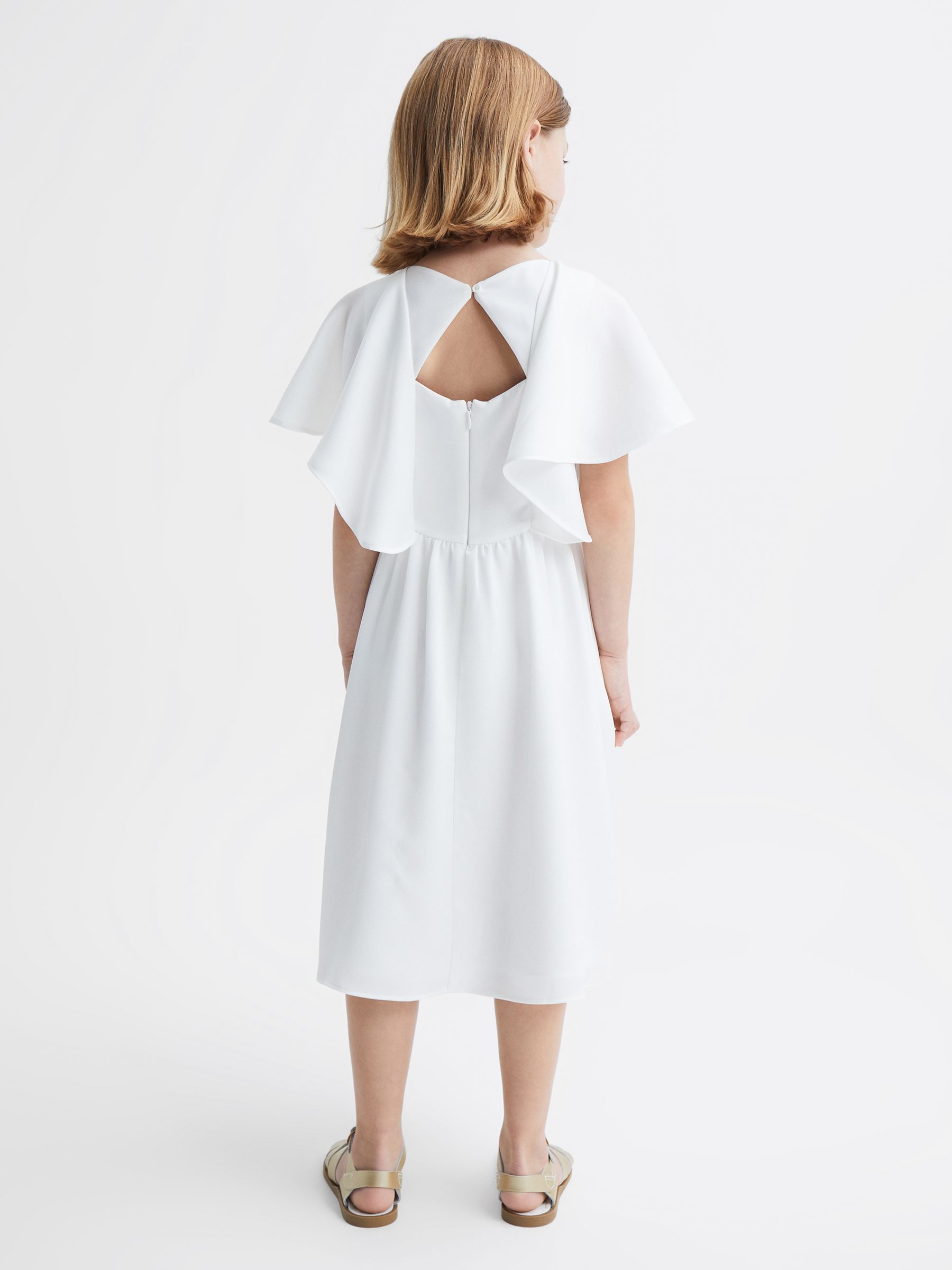 9-12 yrs Satin Midi Dress in Ivory - Image 5 of 6
