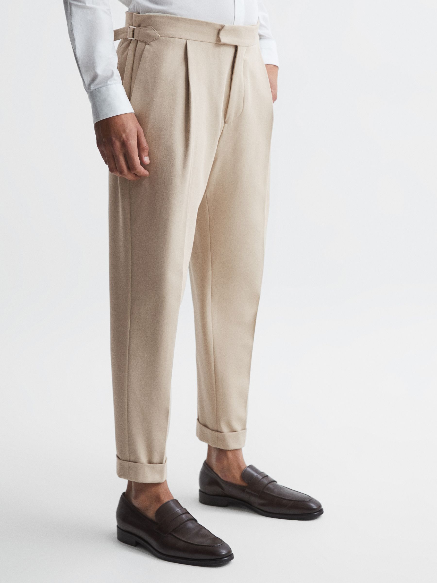 Relaxed Fit Twill Trousers in Stone - Image 1 of 5