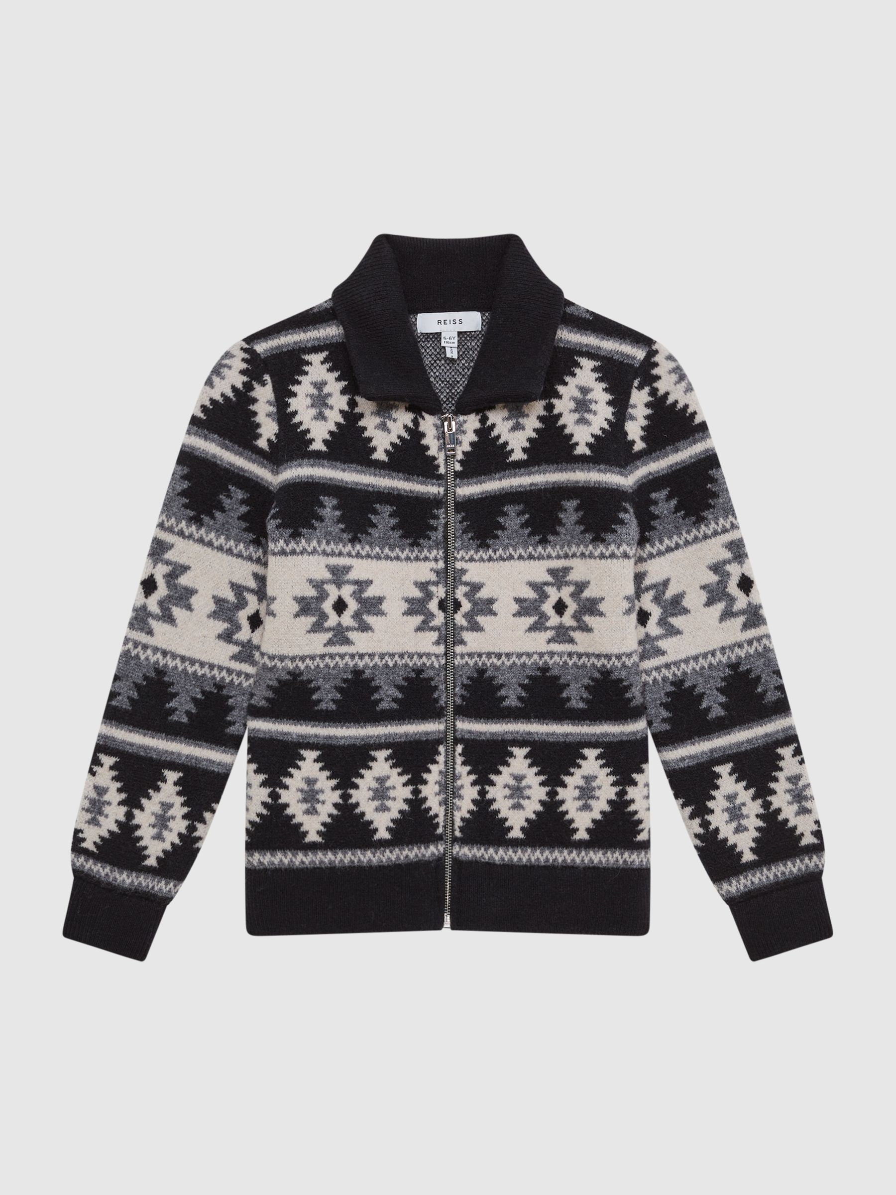 Navajo Print Zip-Through Jumper in Navy - 圖片 2/5