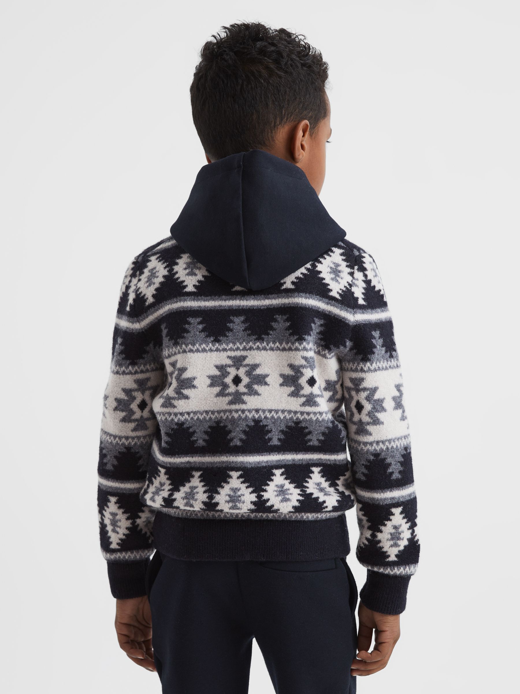 Navajo Print Zip-Through Jumper in Navy - 圖片 4/5