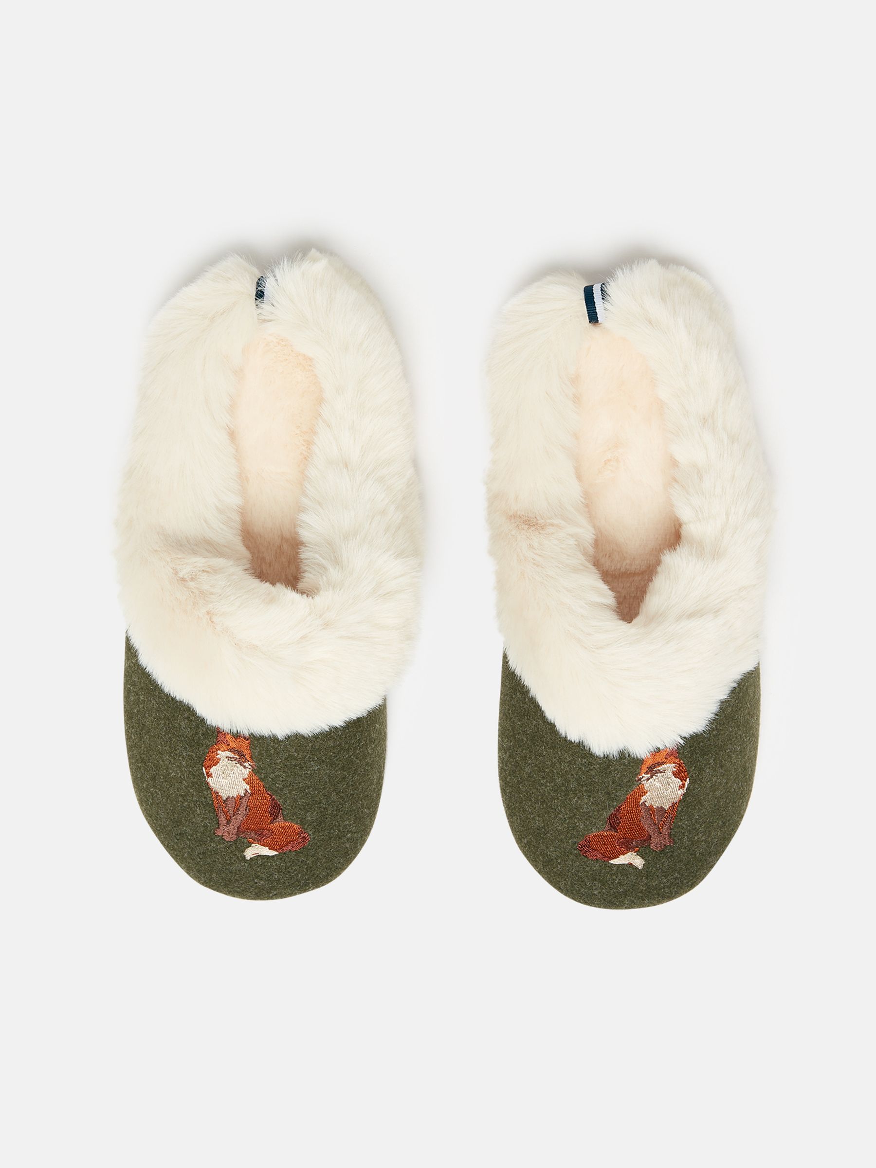 Slippet Luxe Green Faux Fur Lined Embroidered Mule Slippers - Image 1 of 5