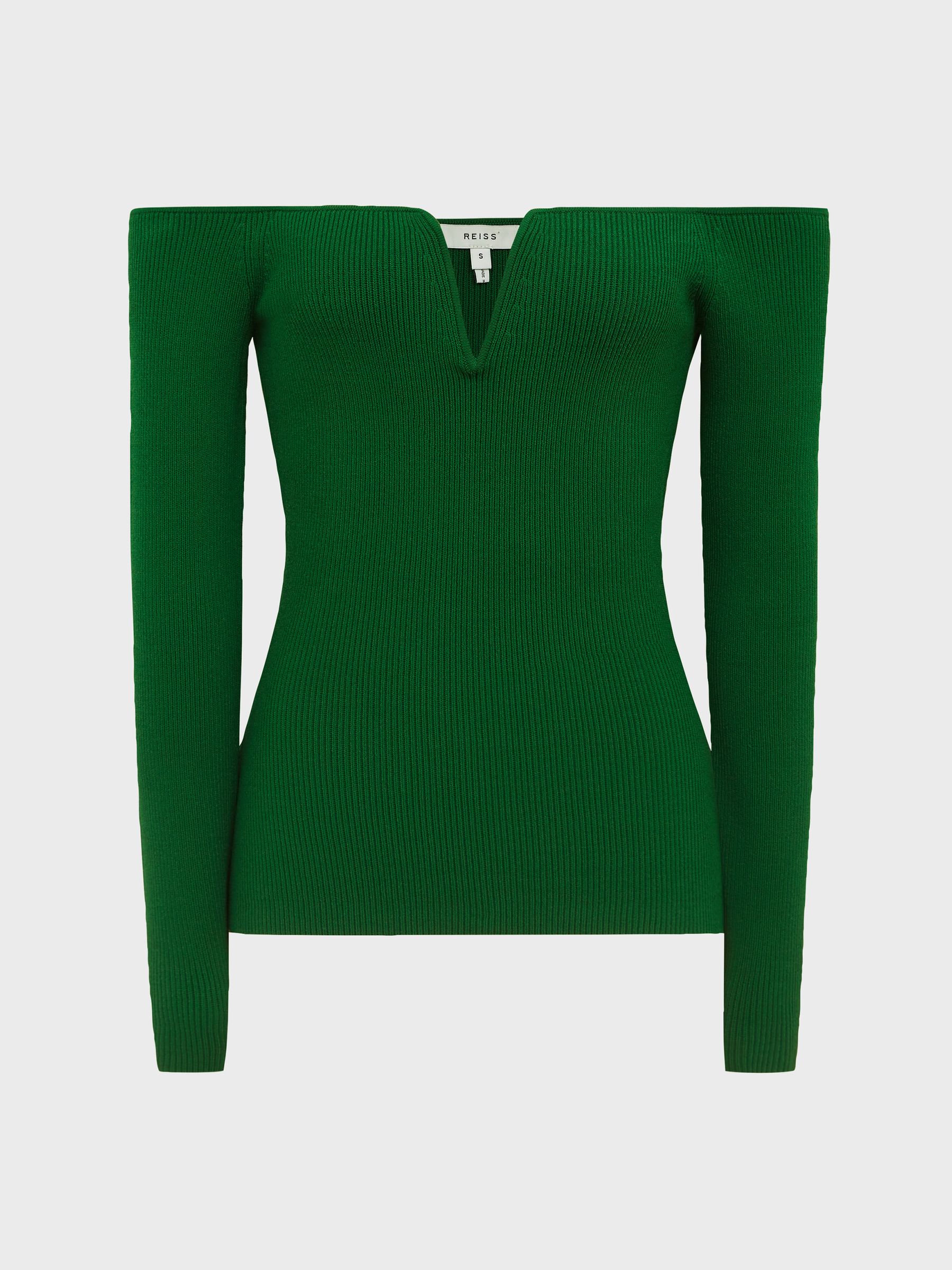 Sweetheart Neckline Ribbed Top in Green - Image 2 of 6