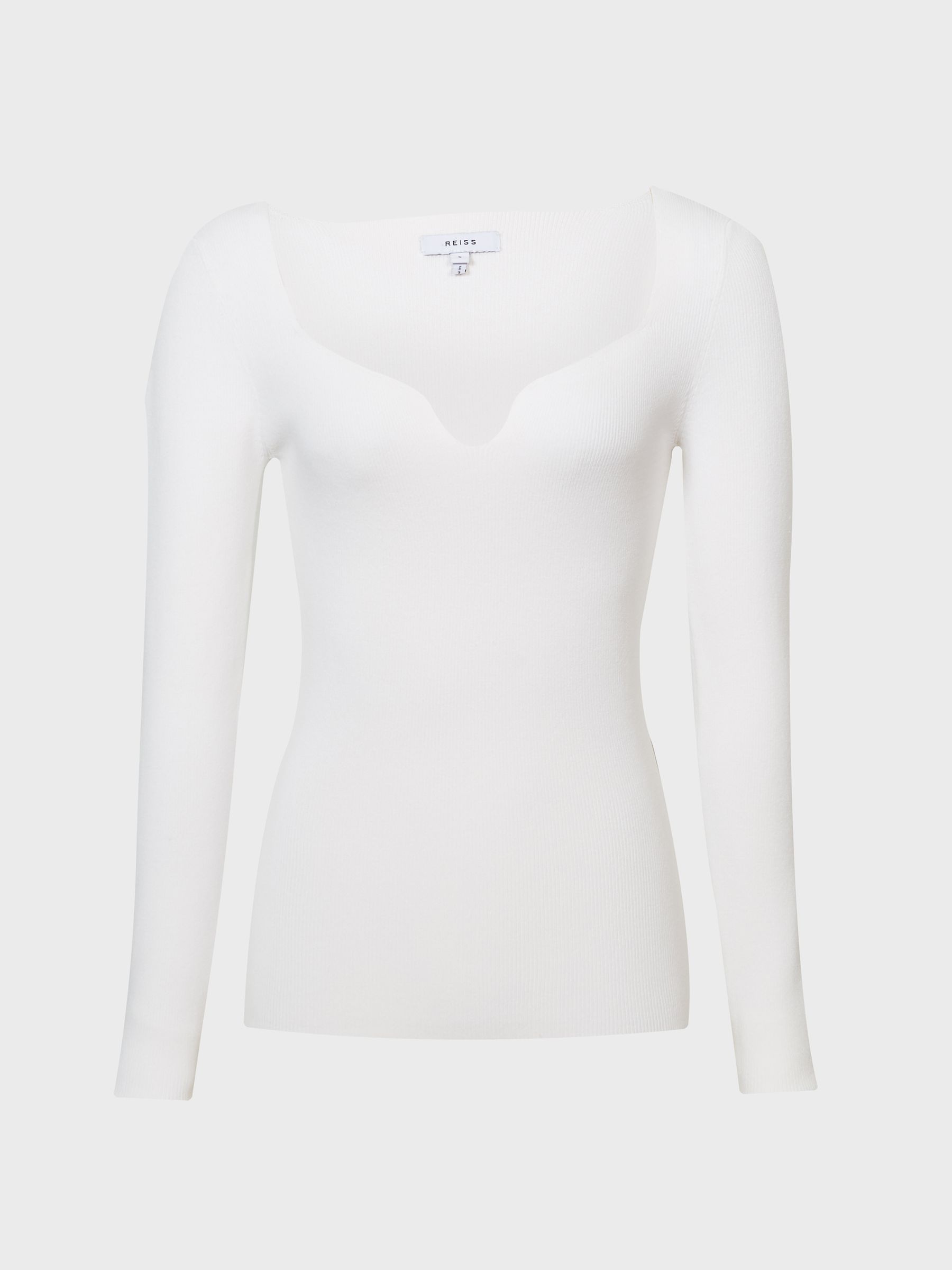 Ribbed Sweetheart Jumper in Cream - Image 2 of 7