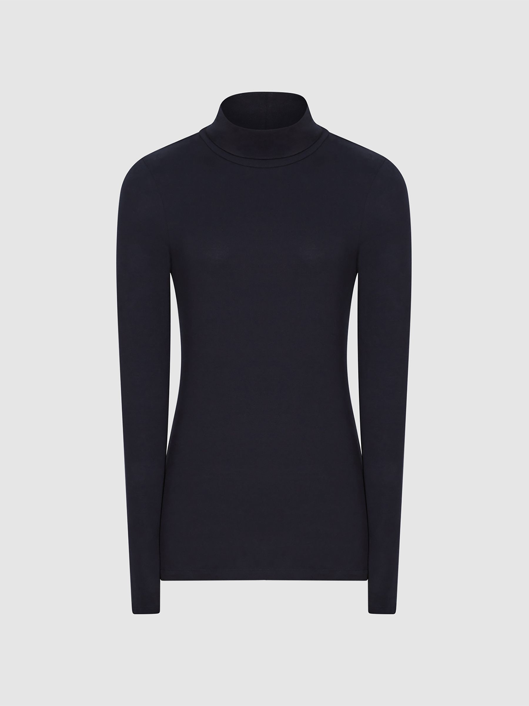 Jersey Rollneck Top in Navy - Image 2 of 7 Jersey Rollneck Top in Navy - Image 2 of 7