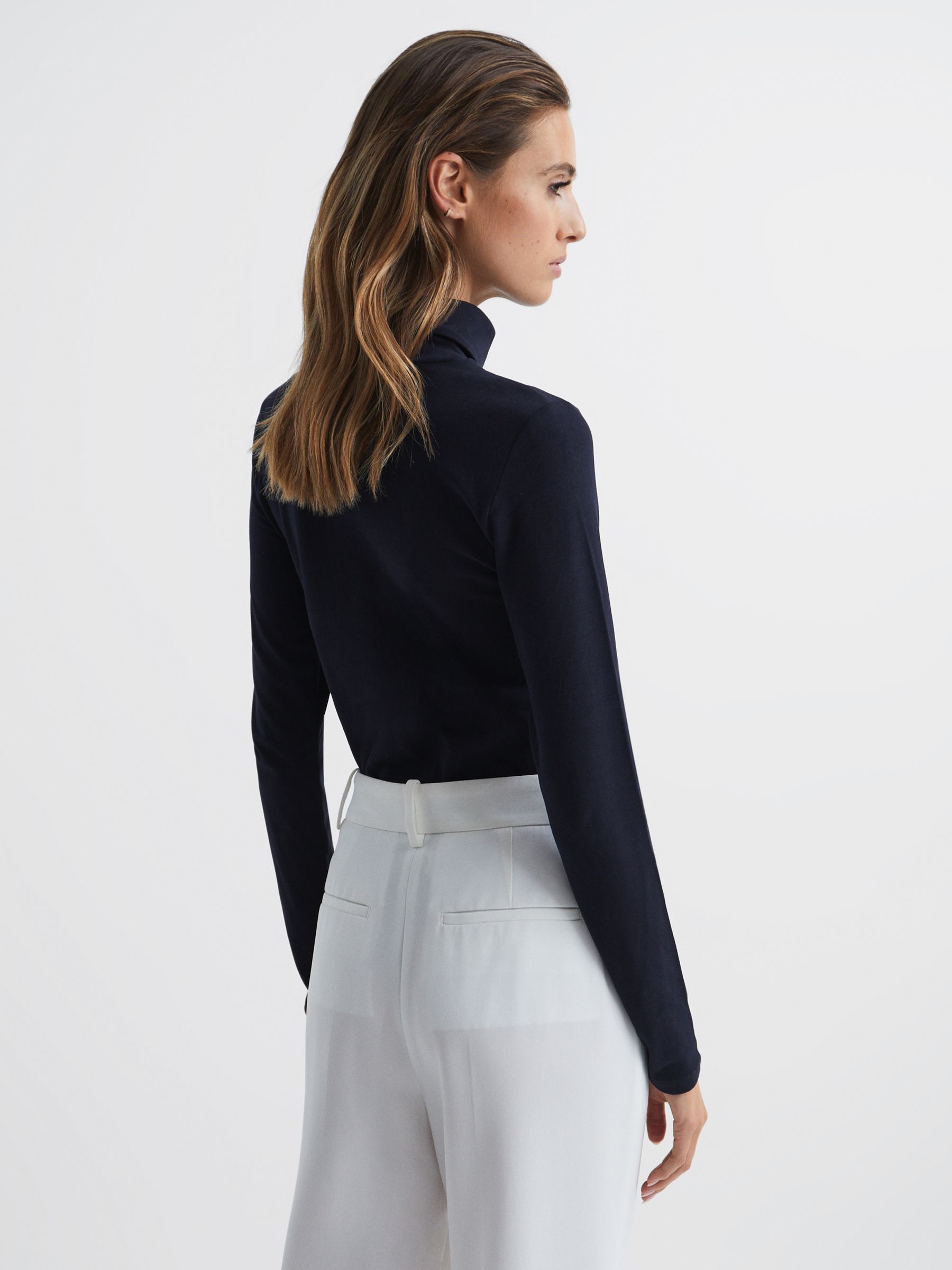 Jersey Rollneck Top in Navy - Image 5 of 7