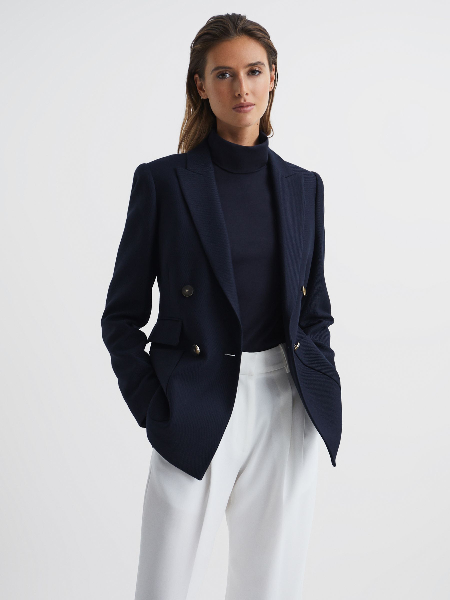 Jersey Rollneck Top in Navy - Image 6 of 7