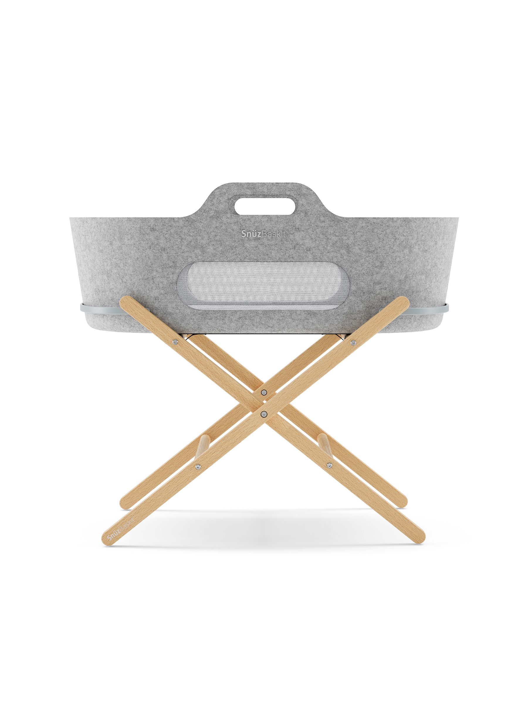 Snuz Light Grey/Natural SnuzBaskit Moses Basket & Stand Set - Image 2 of 6
